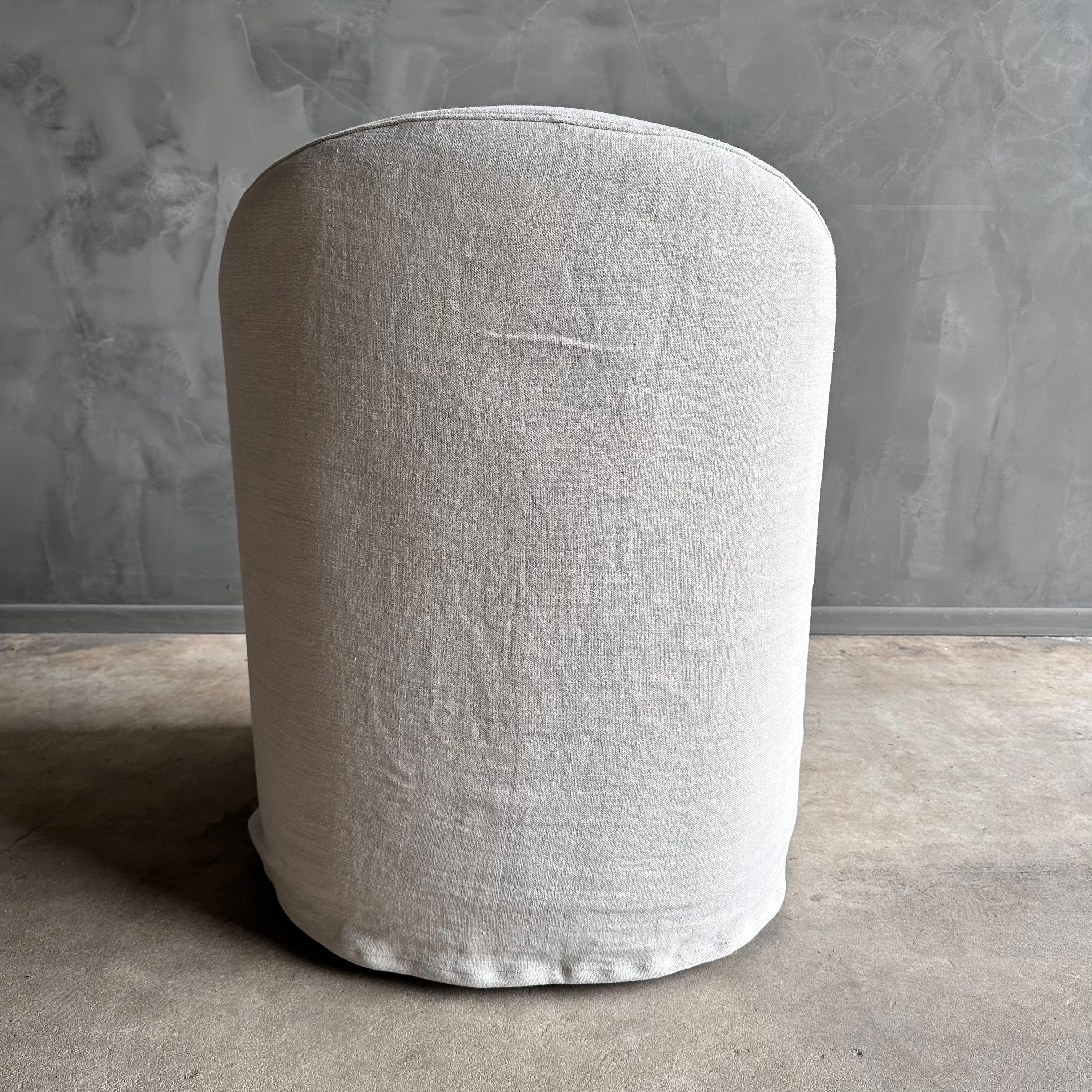 Ollie Stone Washed Linen Slip Cover Dining Chair in Oatmeal Linen For Sale 2