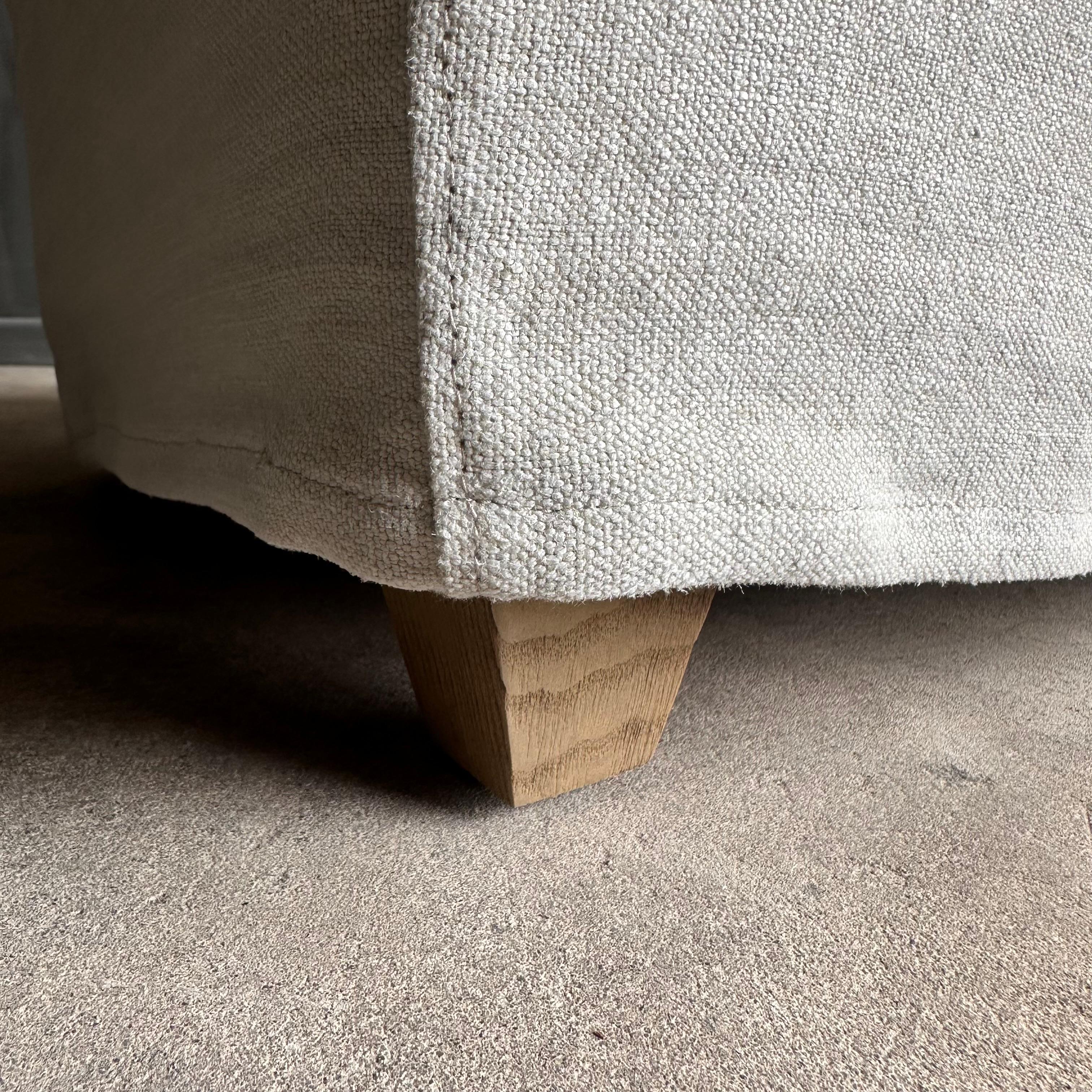 Ollie Stone Washed Linen Slip Cover Dining Chair in Oatmeal Linen For Sale 3