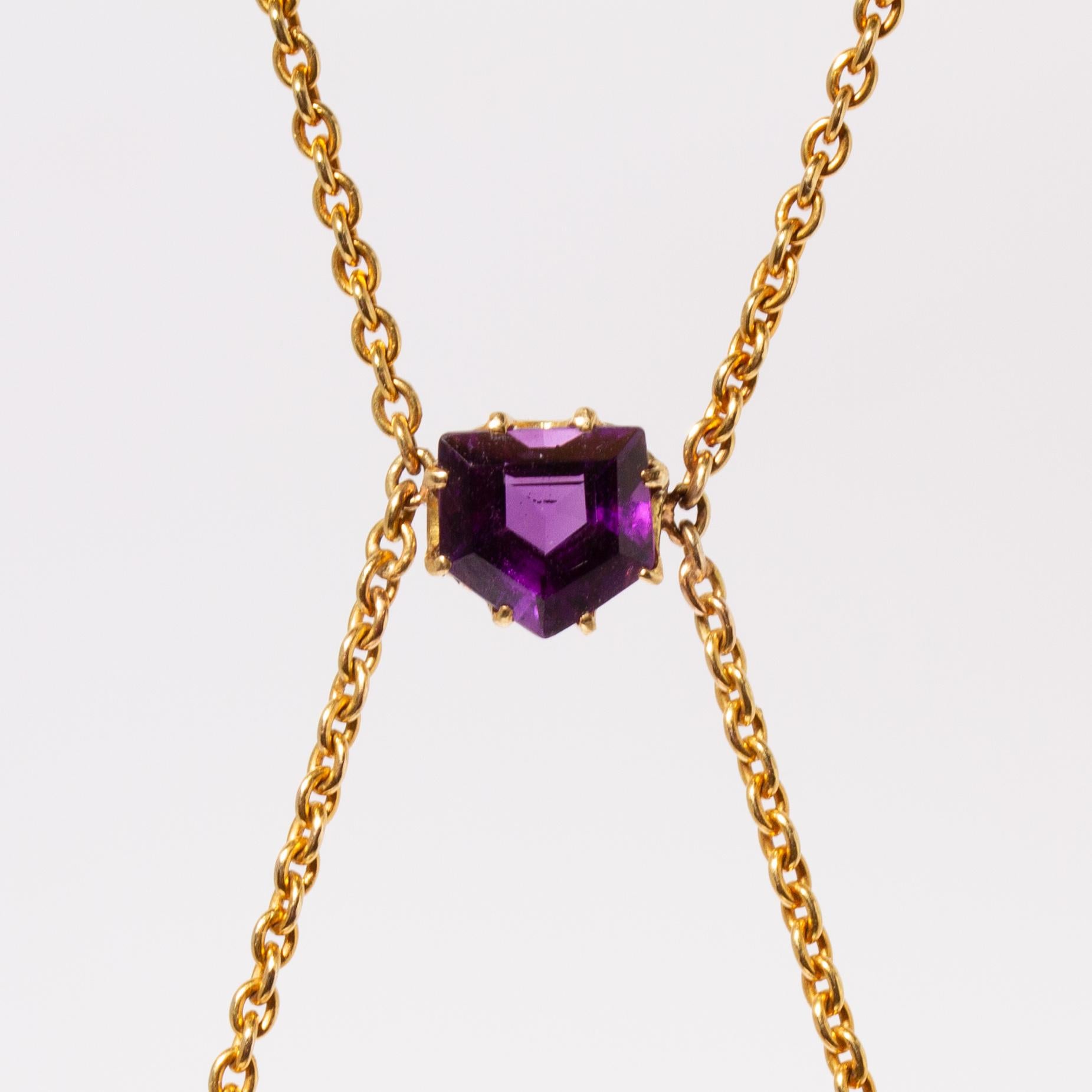 Ollivant & Botsford 18k Amethyst Seed Pearl Necklace In Good Condition In Kingston, NY