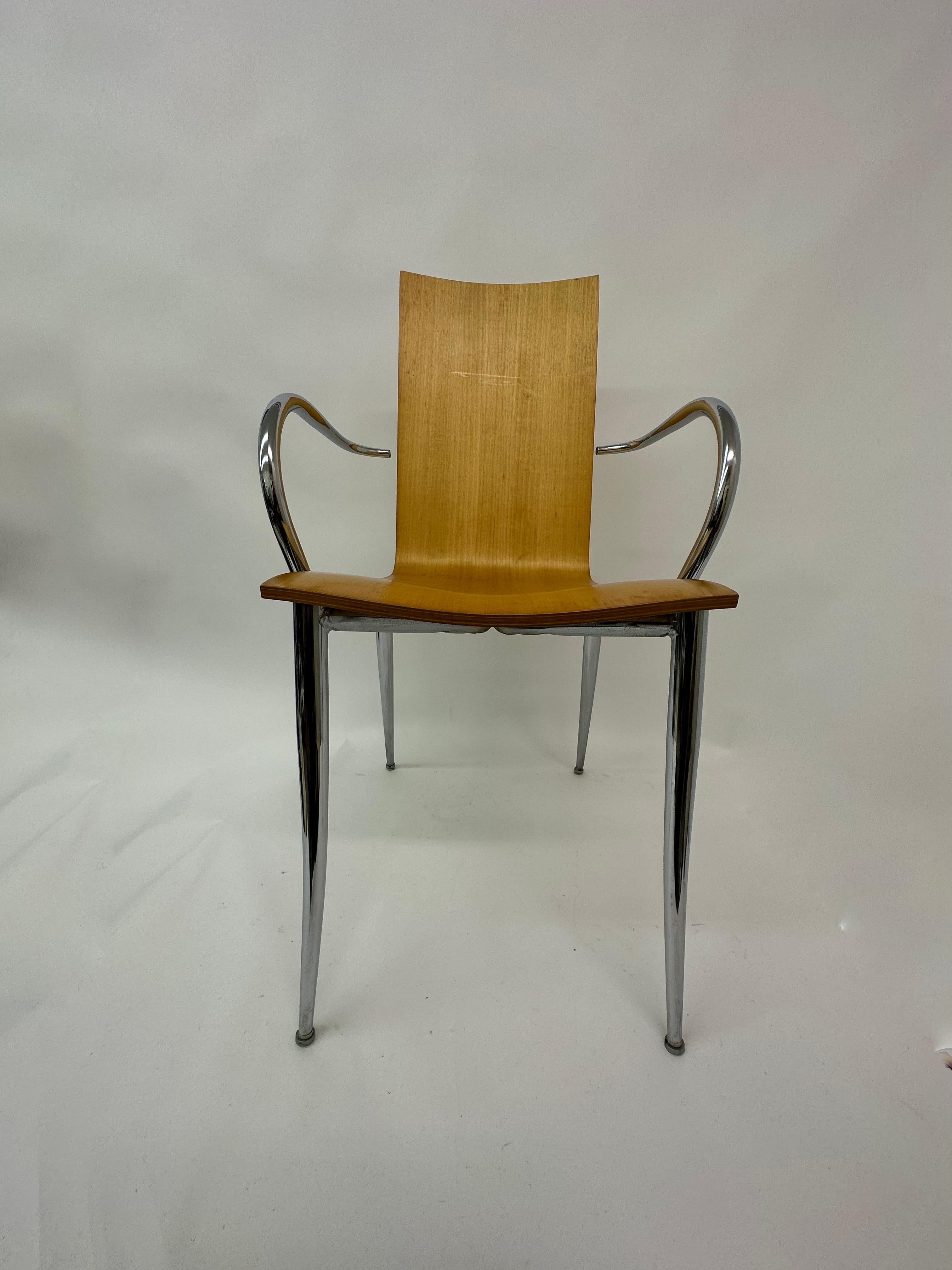 Dimensions: 52cm W, 47cm H seat, 67,5cm H arm rest, 91cm H total, 60cm D.
Period: 1990’s
Manufacturer: Driade
Model: Olly Tango
Designer: Philippe Starck