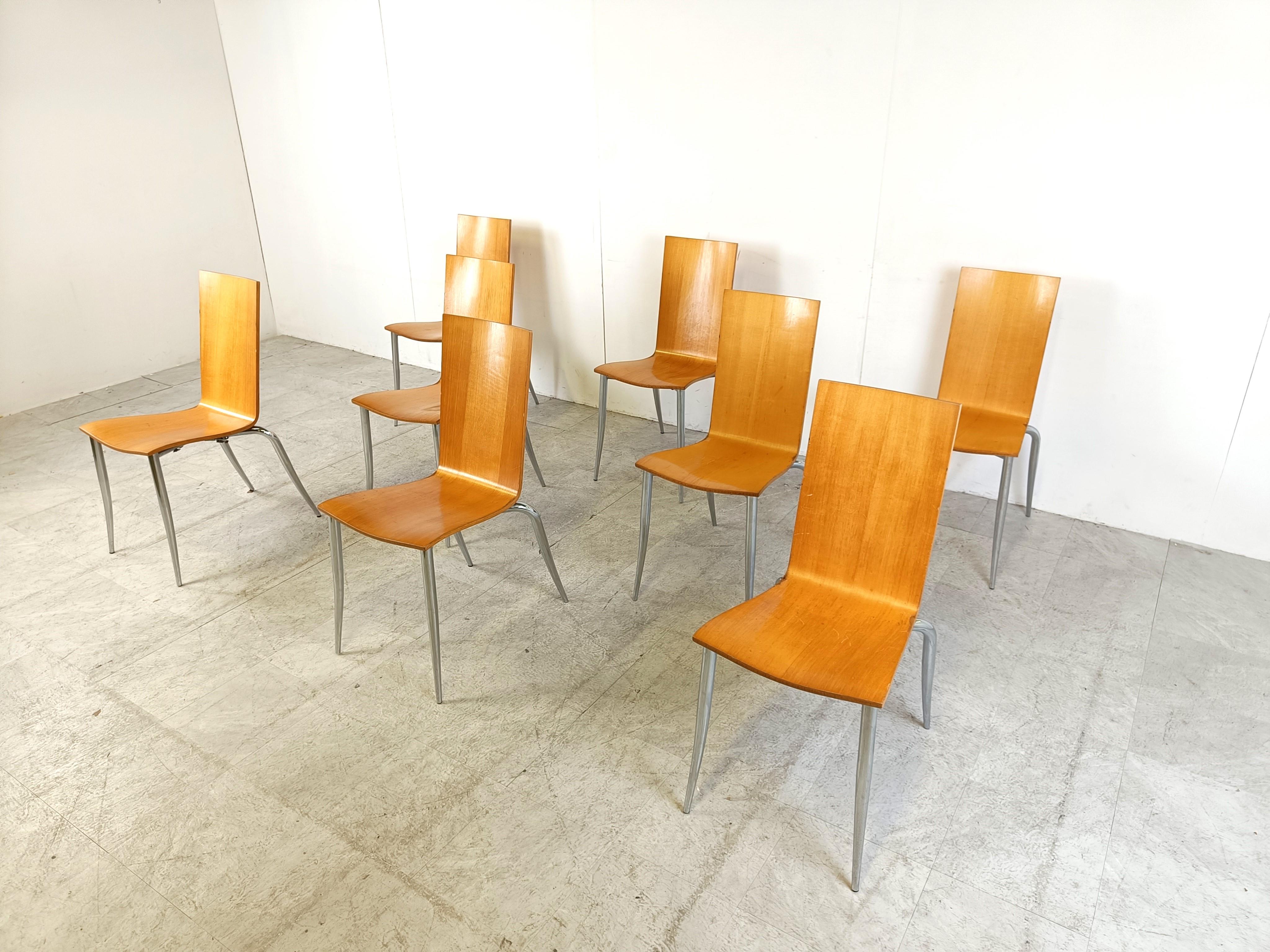 Post-Modern Olly tango dining chairs by Philippe Starck for Aleph, 1990s set of 8