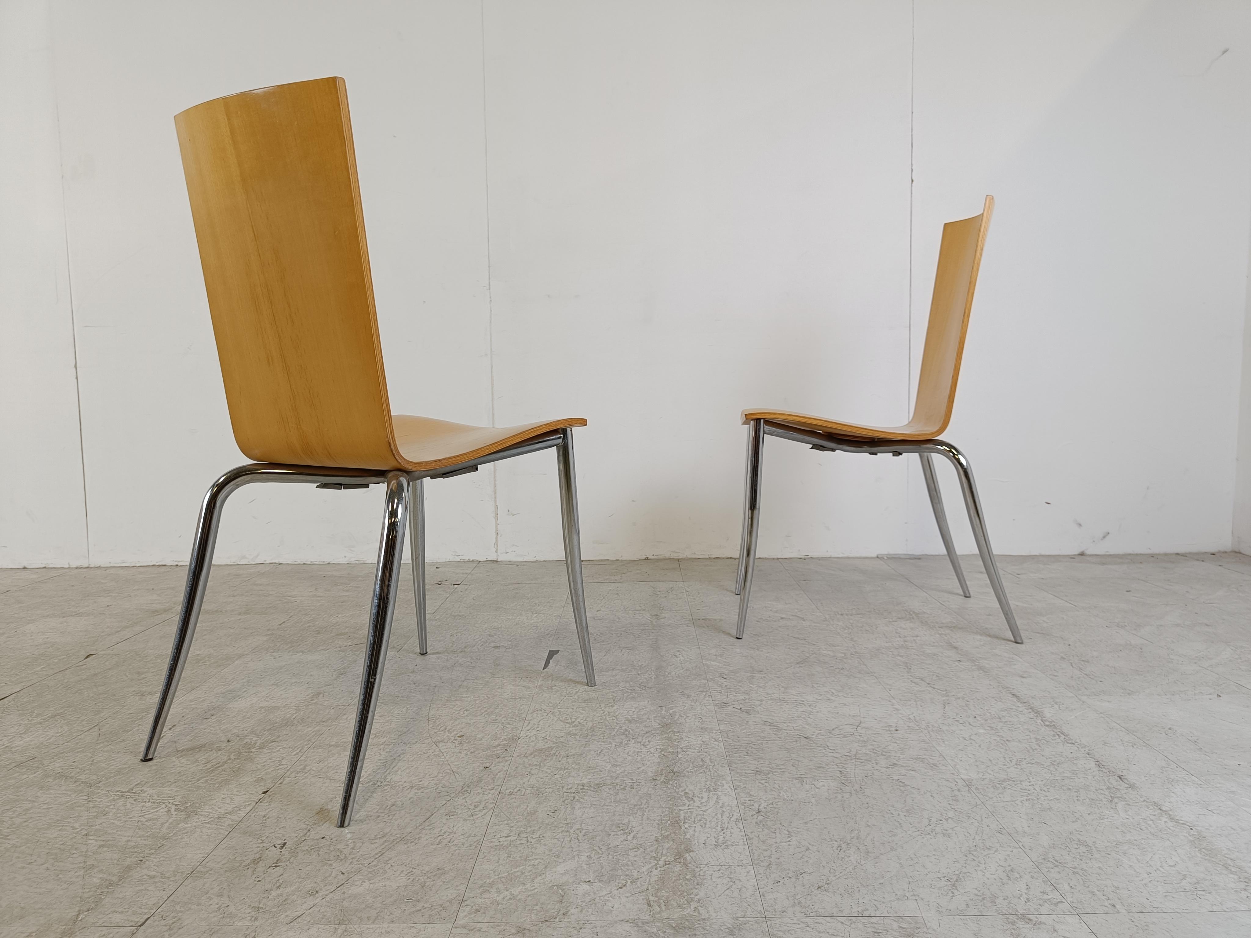 Chrome Olly tango dining chairs by Philippe Starck for Aleph, 1990s set of 8
