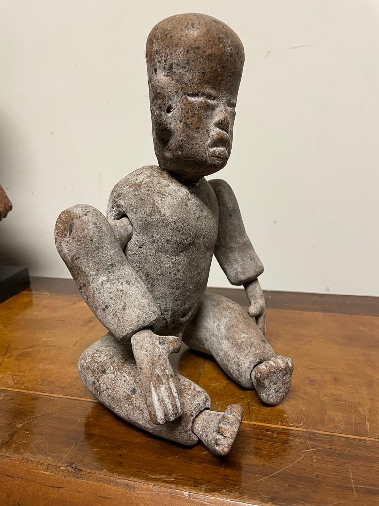 Olmec Pre-Columbian Style Seated Ceramic Figure With Articulated Limbs  7
