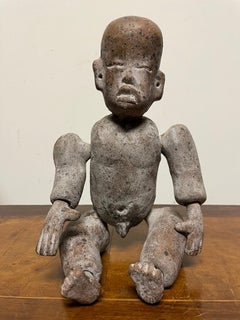 Olmec Pre-Columbian Style Seated Ceramic Figure With Articulated Limbs