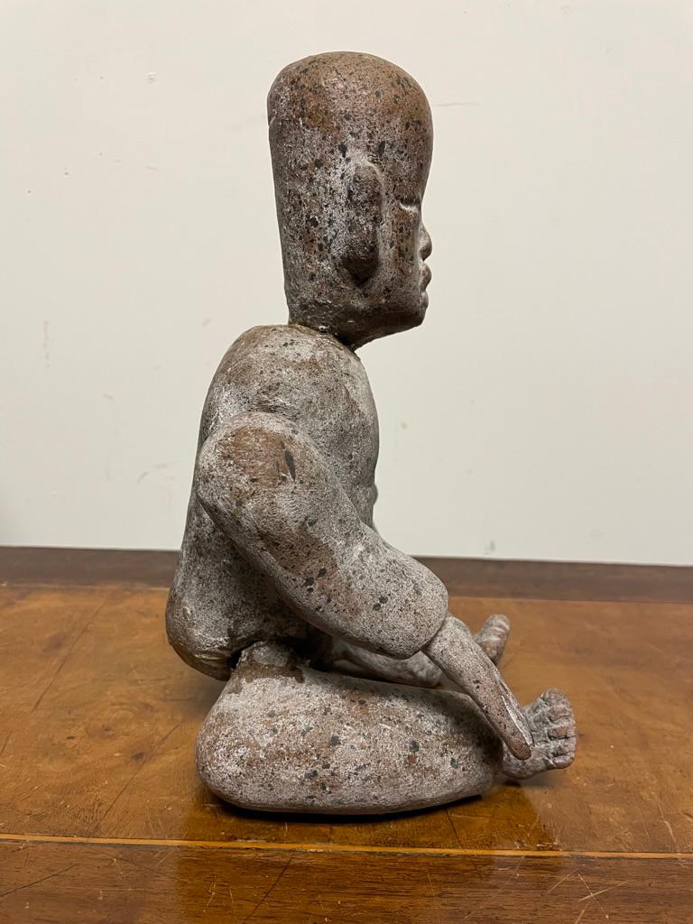 20th Century Olmec Pre-Columbian Style Seated Ceramic Figure With Articulated Limbs 