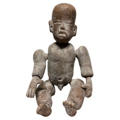 Olmec Pre-Columbian Style Seated Ceramic Figure With Articulated Limbs 
