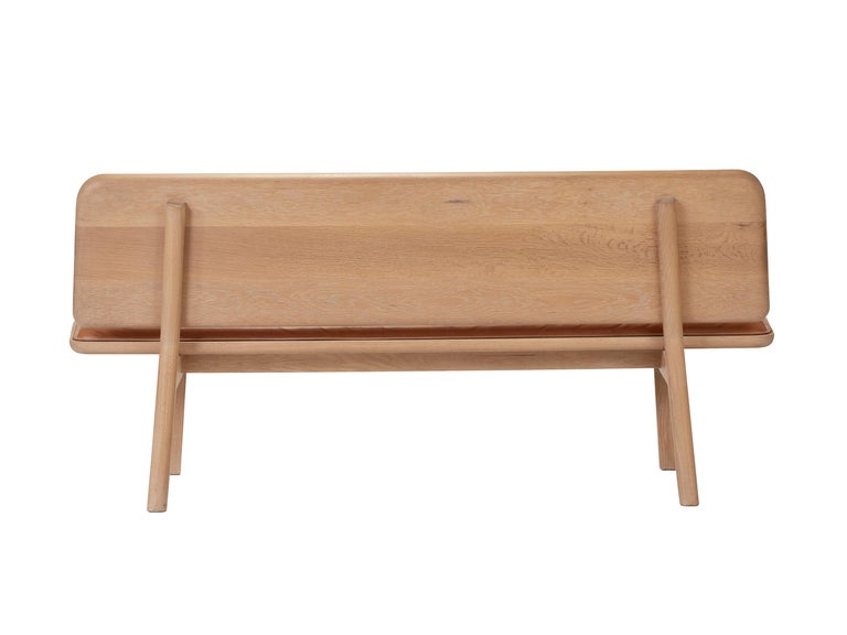 Olo Bench, Solid White Oak, Hand-Stitched Vegetable Tanned Leather  Upholstery For Sale at 1stDibs | olo oak