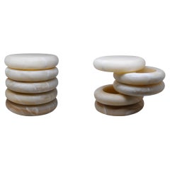 Olo Eclipse Nightstand Set, Hand-Carved Onyx, with secret compartments