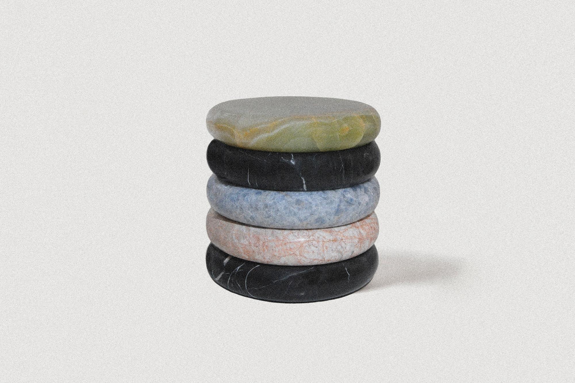 Stone Olo Nightstand Sculptural Side Table For Sale