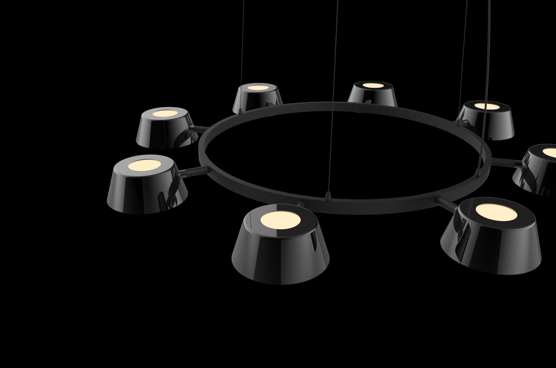Moderne Lampe à suspension Olo PC8, noir en vente
