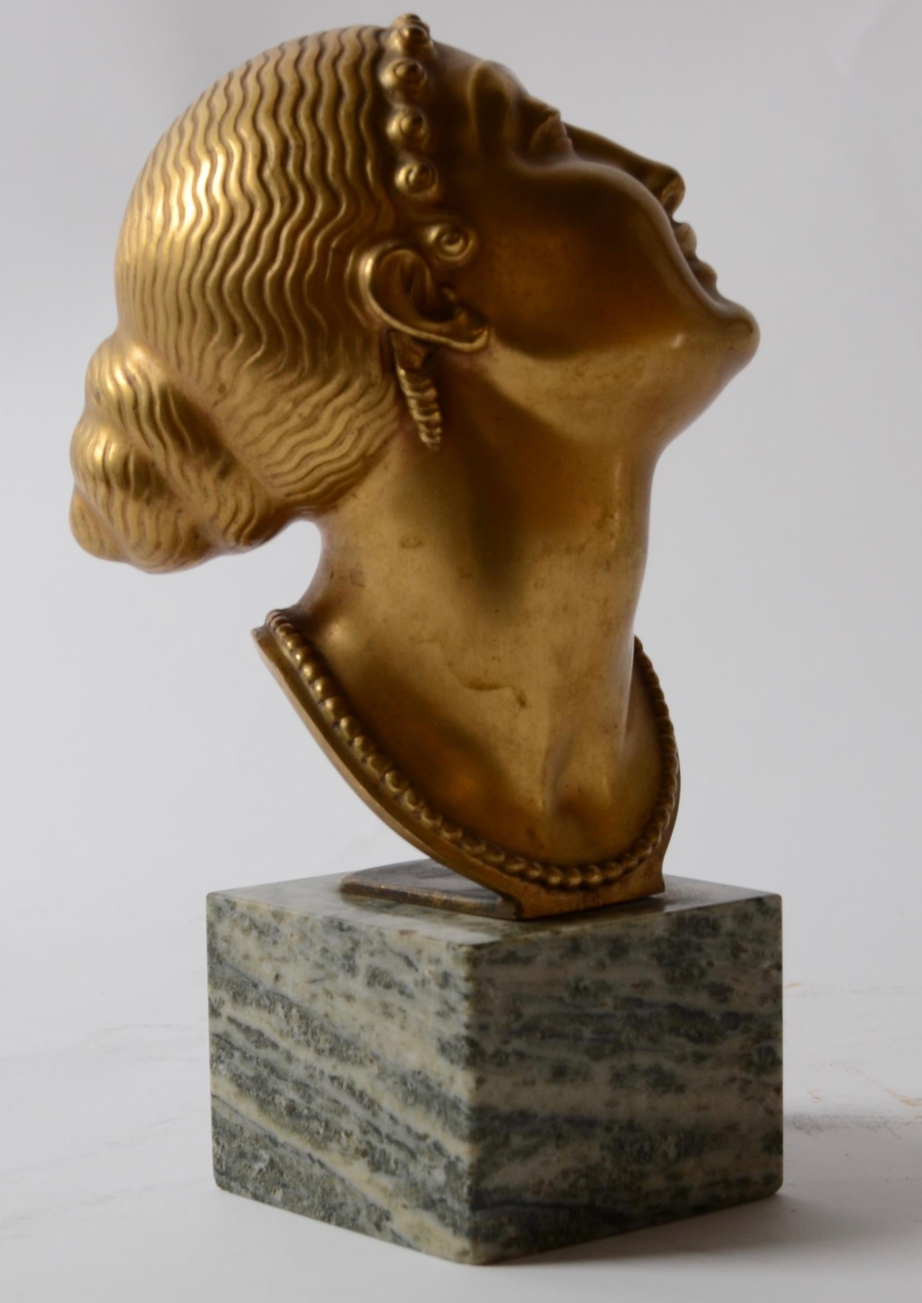 Scandinavian Modern Olof Ahlberg, Sculpture, Gilded Bronze, Herman Bergman, 1920