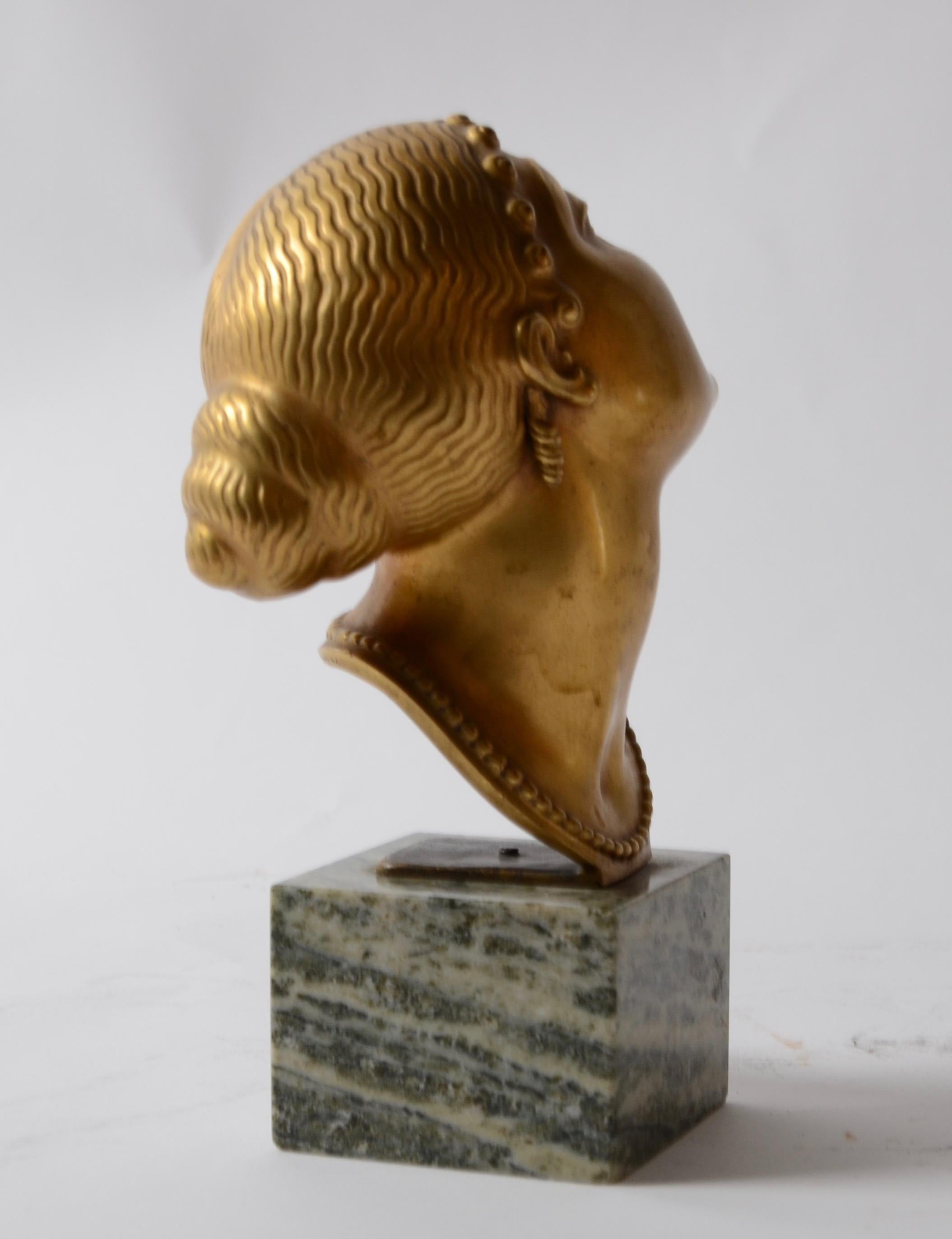 Gilt Olof Ahlberg, Sculpture, Gilded Bronze, Herman Bergman, 1920