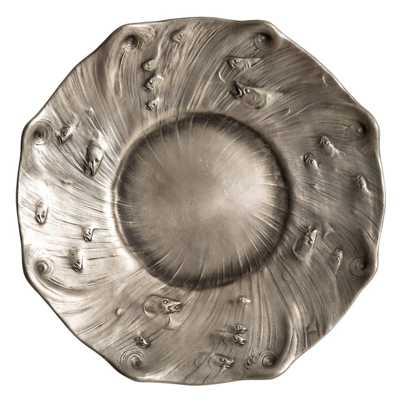 Olof Ahlberg Dish in Pewter Produced by Schreuder & Olsson in Stockholm, Sweden For Sale