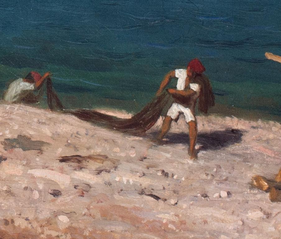 Paesaggio del XIX secolo dipinto ad olio del Golfo di Napoli di Olof Arborelius 2