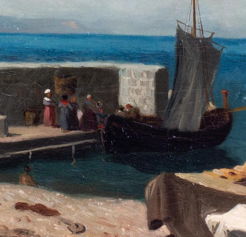 Paesaggio del XIX secolo dipinto ad olio del Golfo di Napoli di Olof Arborelius 3