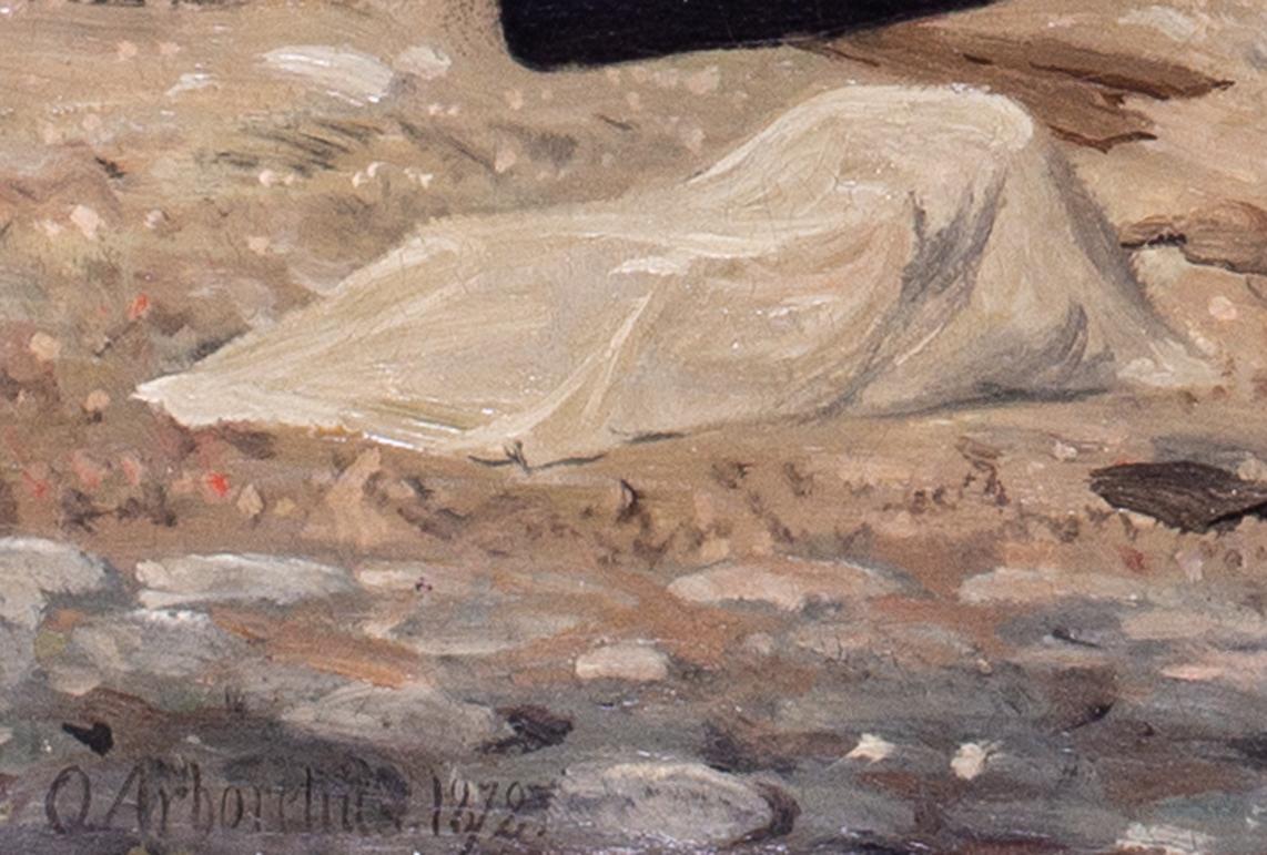 Paesaggio del XIX secolo dipinto ad olio del Golfo di Napoli di Olof Arborelius 4