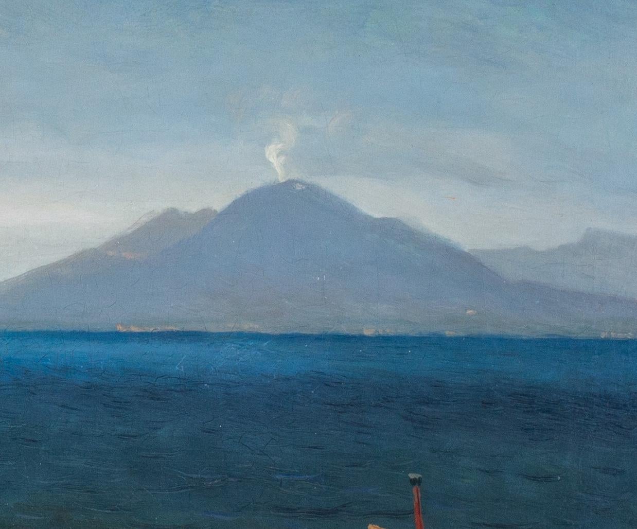Paesaggio del XIX secolo dipinto ad olio del Golfo di Napoli di Olof Arborelius 5