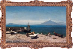 19th Century landscape oil painting of the Bay of Naples by Olof Arborelius