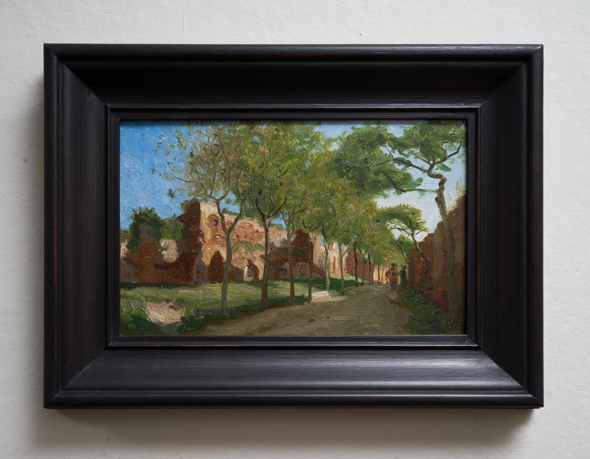 Boceto al óleo de Roma llamado Ruinas de la Antigua Roma, c. 1870-72 - Figurative Painting Negro de Olof Arborelius