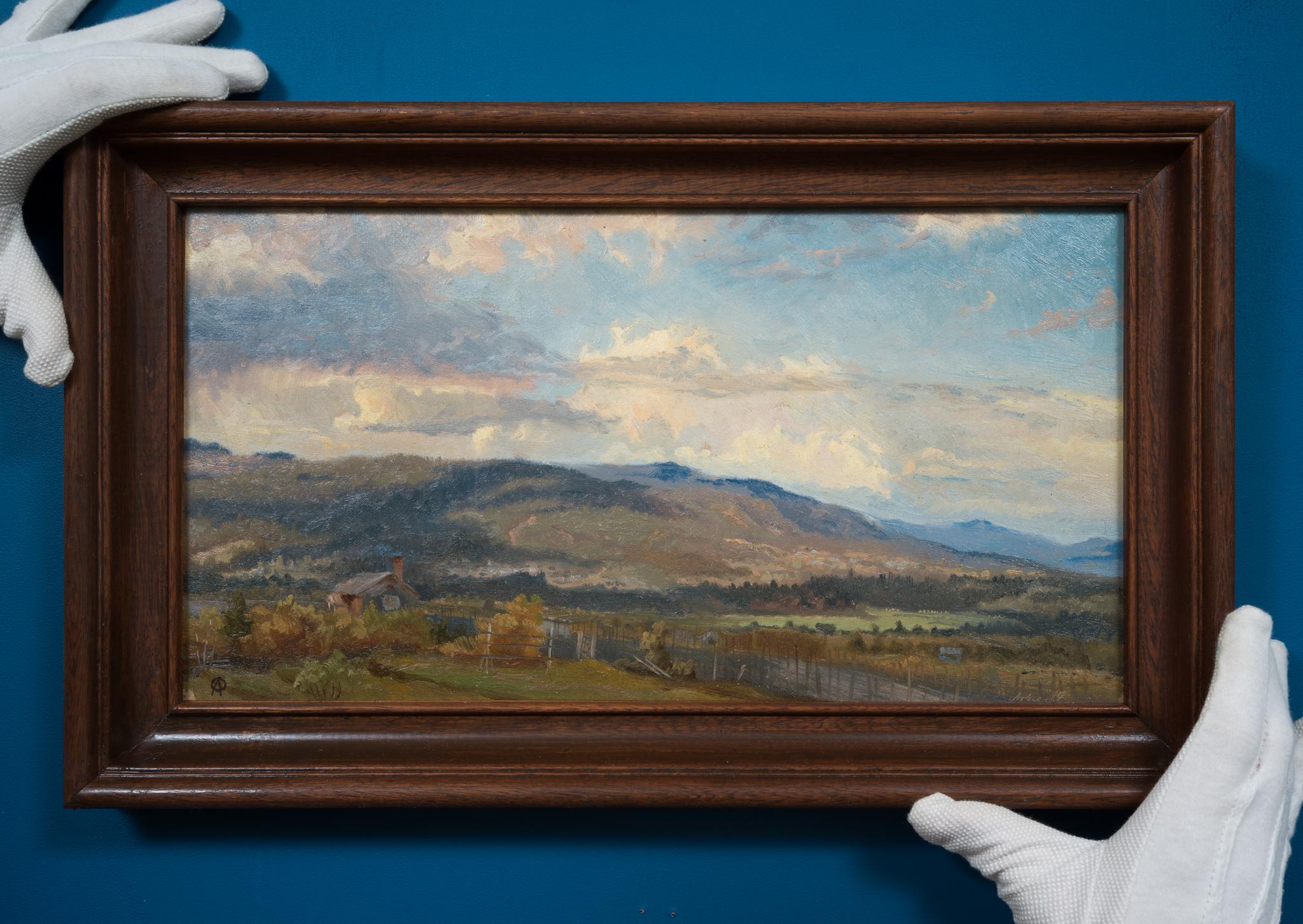 Óleo original que representa una granja en Dalarna, Suecia, 1864 - Painting de Olof Arborelius