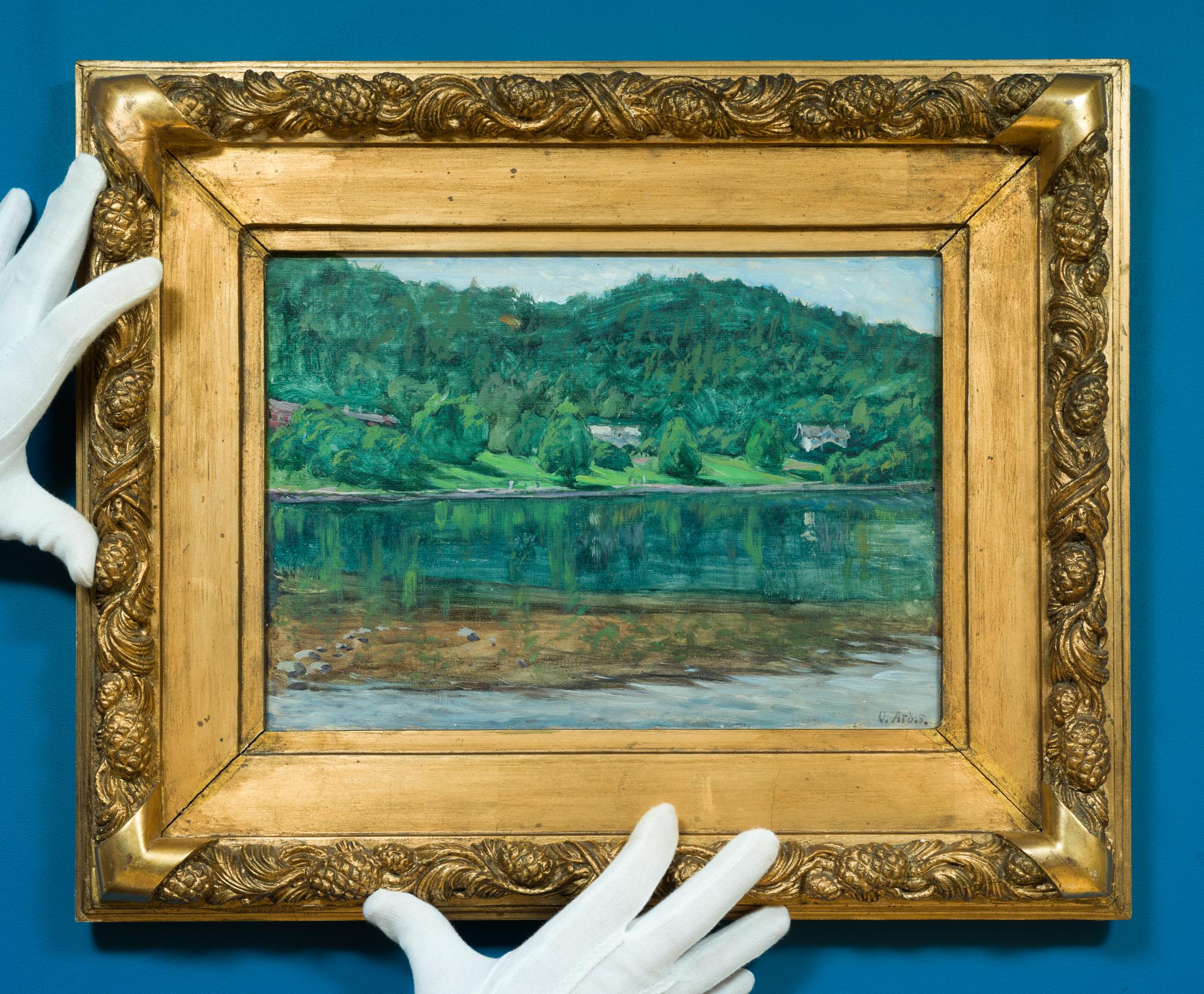 Riflessi tranquilli - Paesaggio estivo svedese di Olof Arborelius in vendita 1