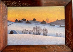 Nordic Winter Landscape at Sunset, Oil on Canvas, Signed.