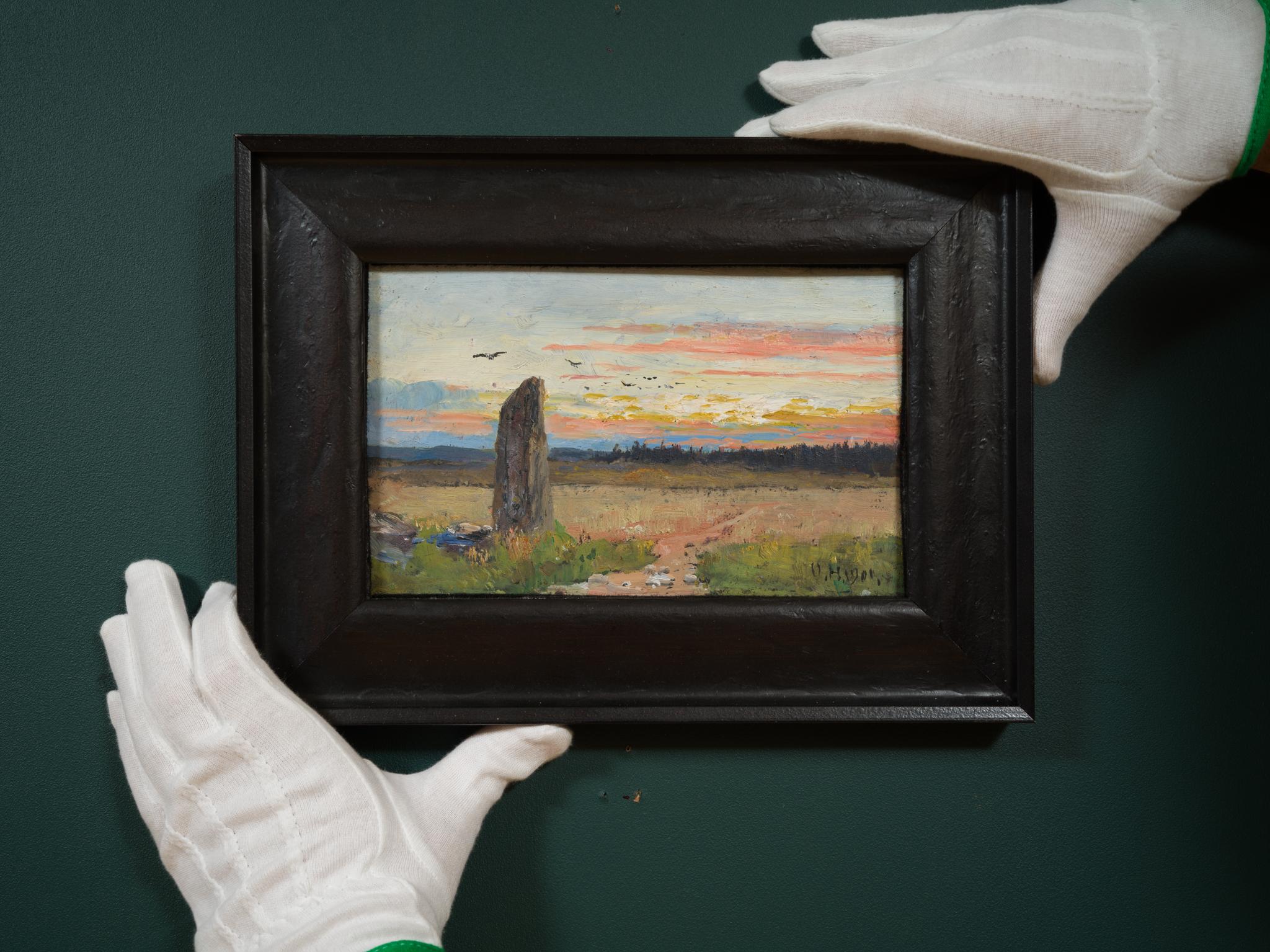 The Memorial Stone, Uppland (Swedish Bautasten i Uppland) 1901 - Painting by Olof Hermelin