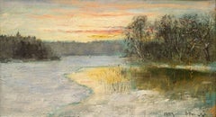 Winter Landscape, Lilla Värtan - Stockholm by Swedish Artist Olof Hermelin, 1909