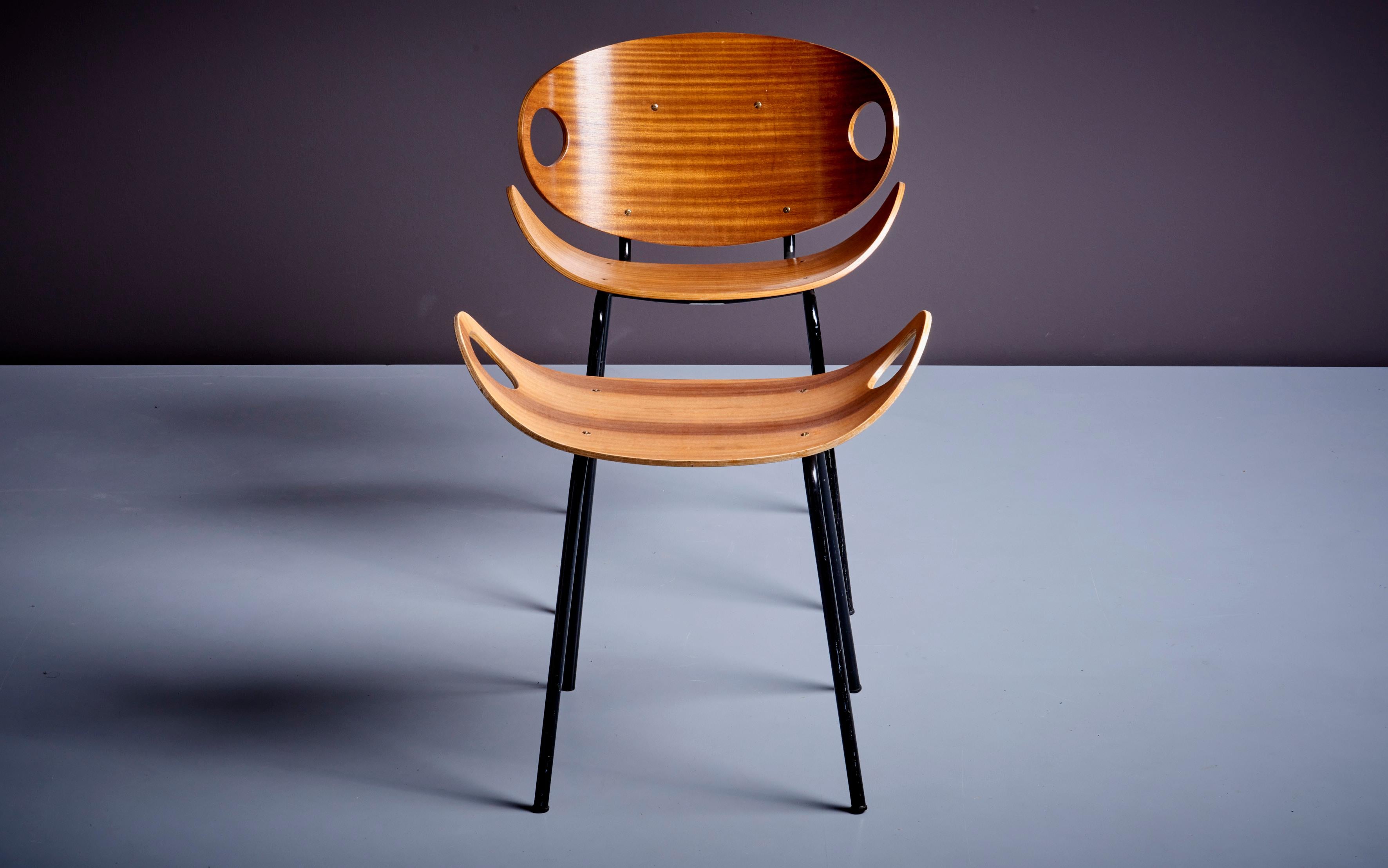 Finnish Olof Kettunen Chair and Stool for Merivaara, Finland, 1950s For Sale