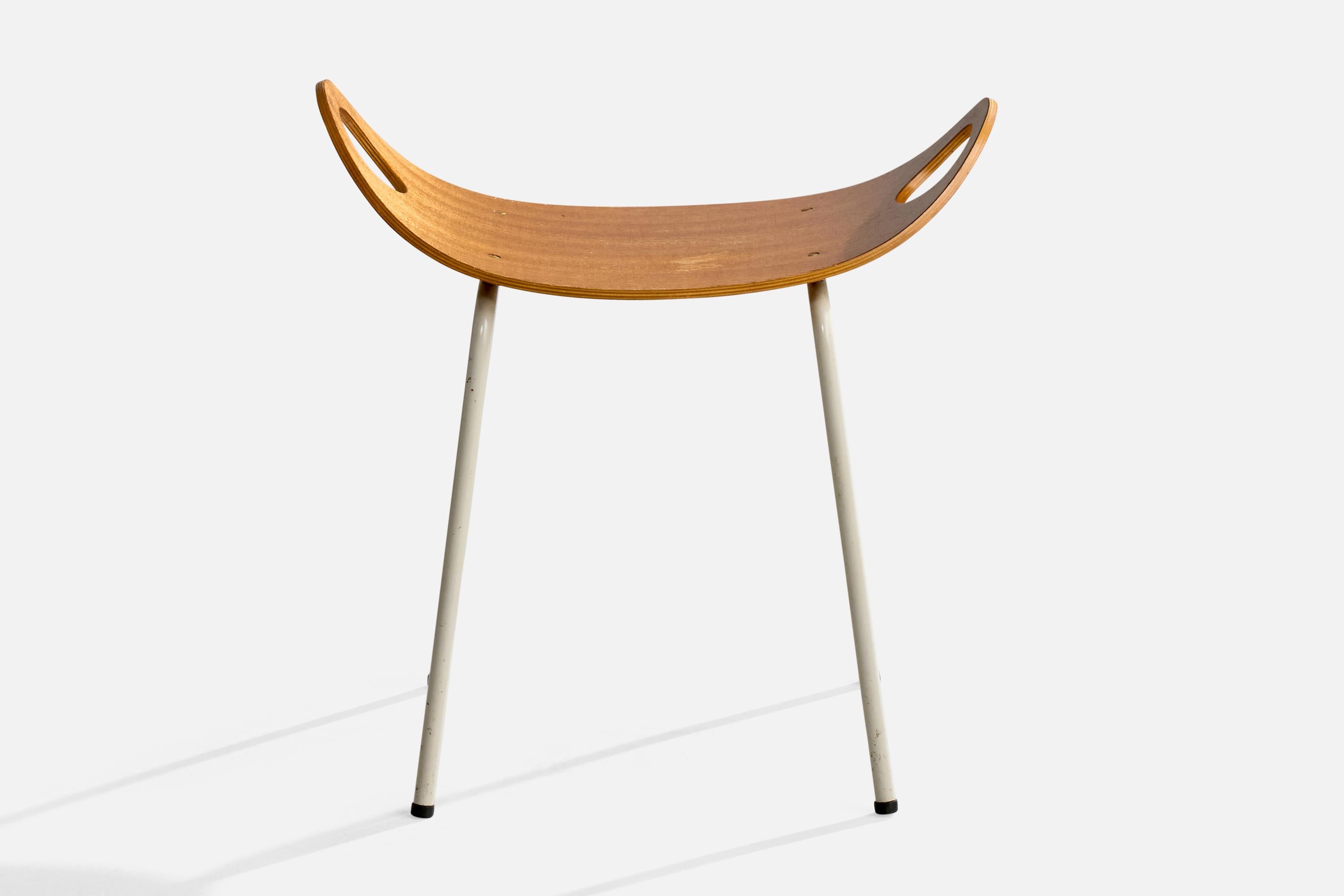 Mid-Century moderno Olof Kettunen, Sgabello, Compensato, Metallo, Finlandia, anni '50 in vendita