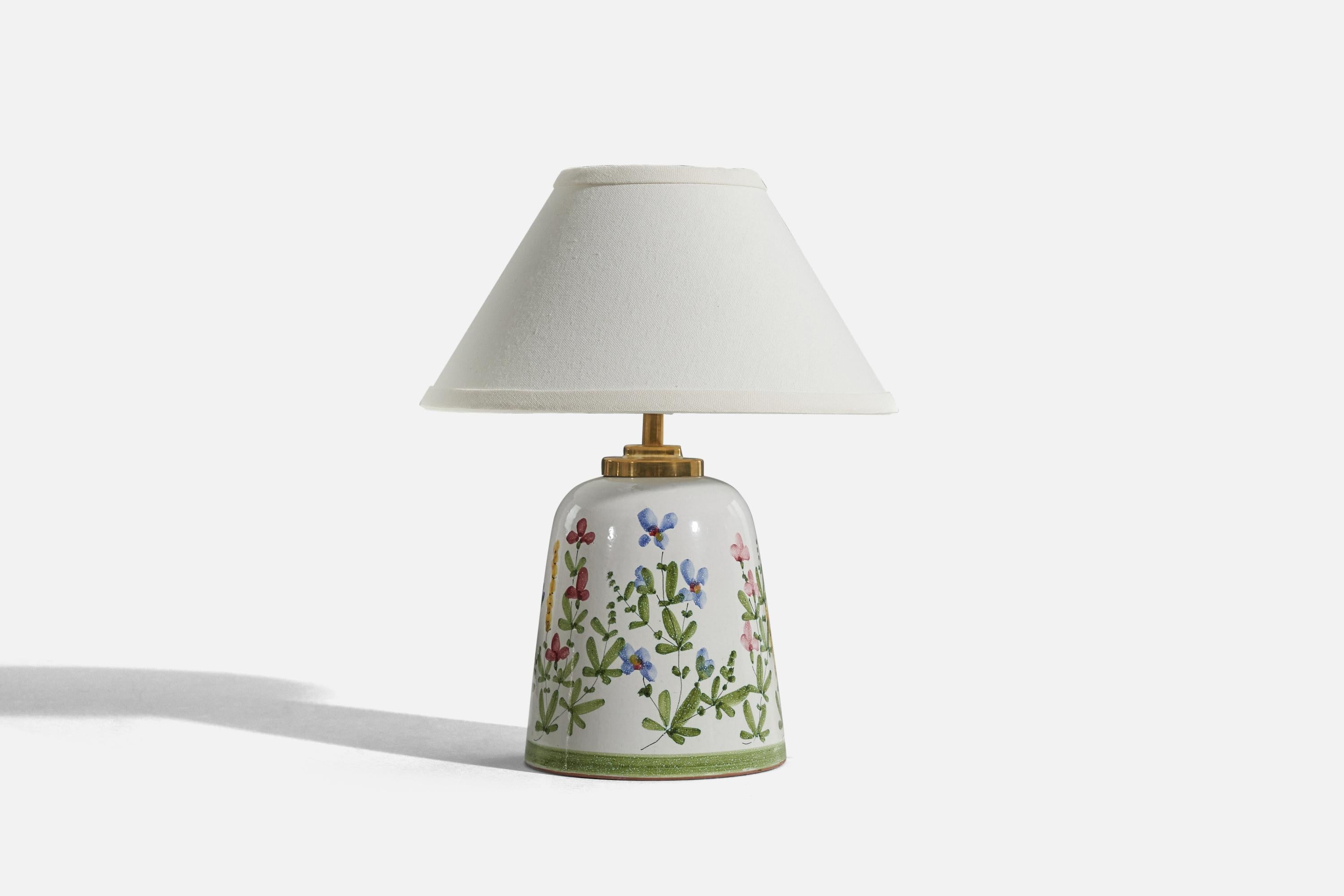 European Olof Larsson, Table Lamp, Glazed Ceramic, Laholm Keramik, Sweden, C. 1950s