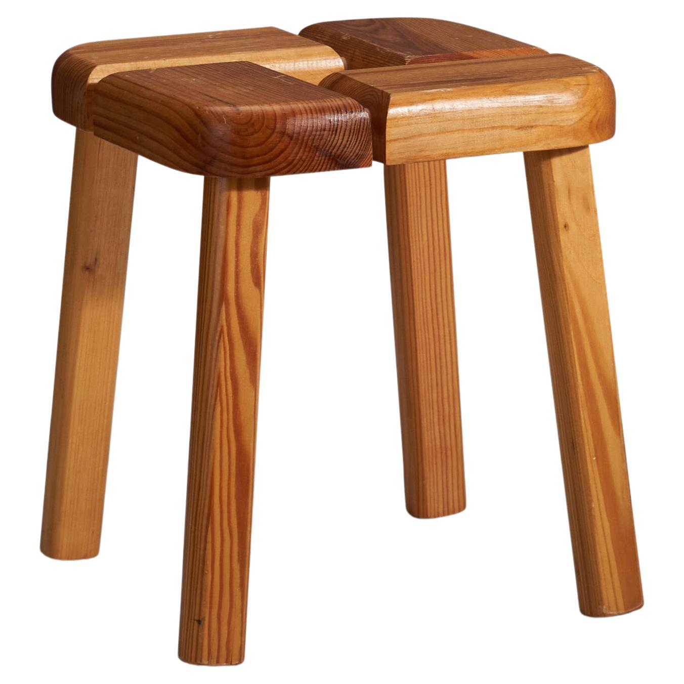 Olof Ottelin Attribution, Hocker, Kiefernholz, Finnland, 1960er Jahre