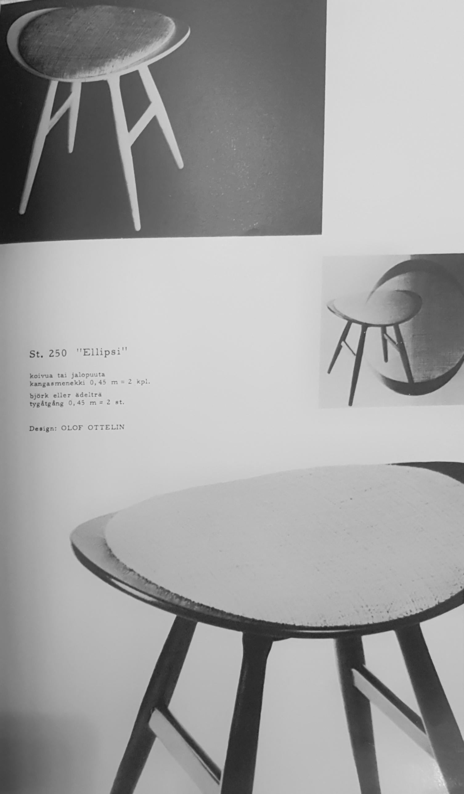 Olof Ottelin Ellipse Stool for Stockmann, 1960s 1