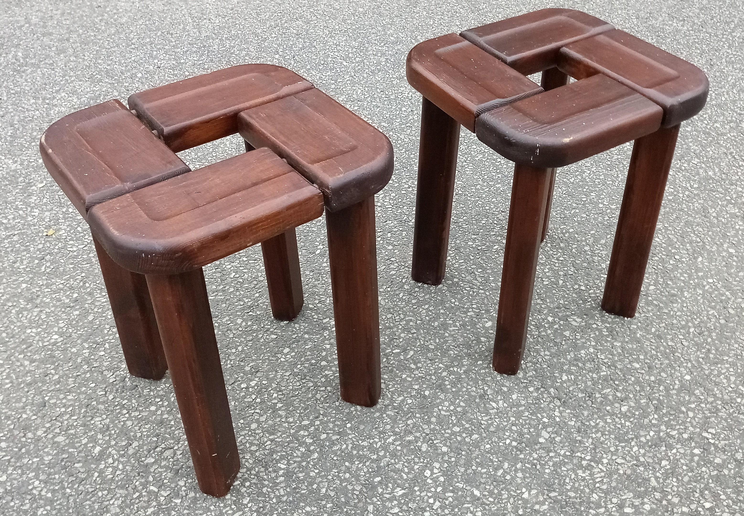 Mid-Century Modern Olof Ottelin, Finland, Pair of Pine Stools, Circa 1958 For Sale