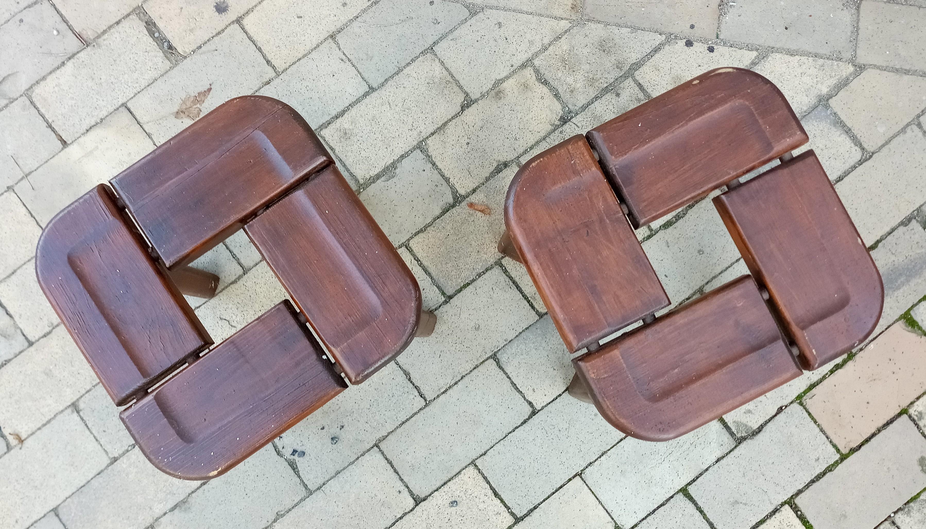 Woodwork Olof Ottelin, Finland, Pair of Pine Stools, Circa 1958 For Sale