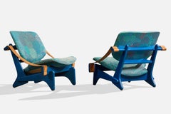 Olof Ottelin, Lounge Chairs, Wood, Leather, Fabric, Finland, 1960s