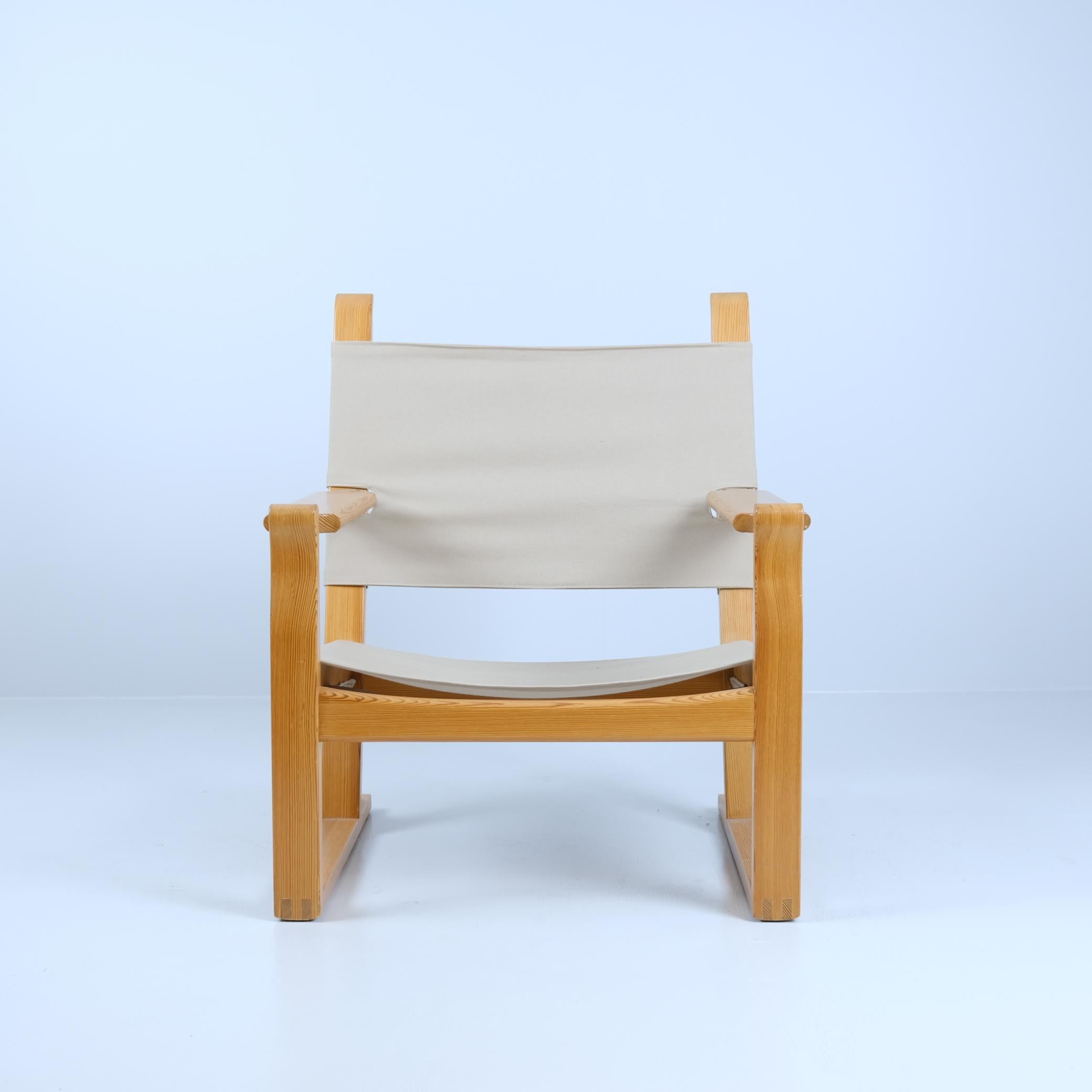 Scandinave moderne Fauteuil Olof Ottelin Nordika Series en pin et lin, Stockmann années 1960 en vente