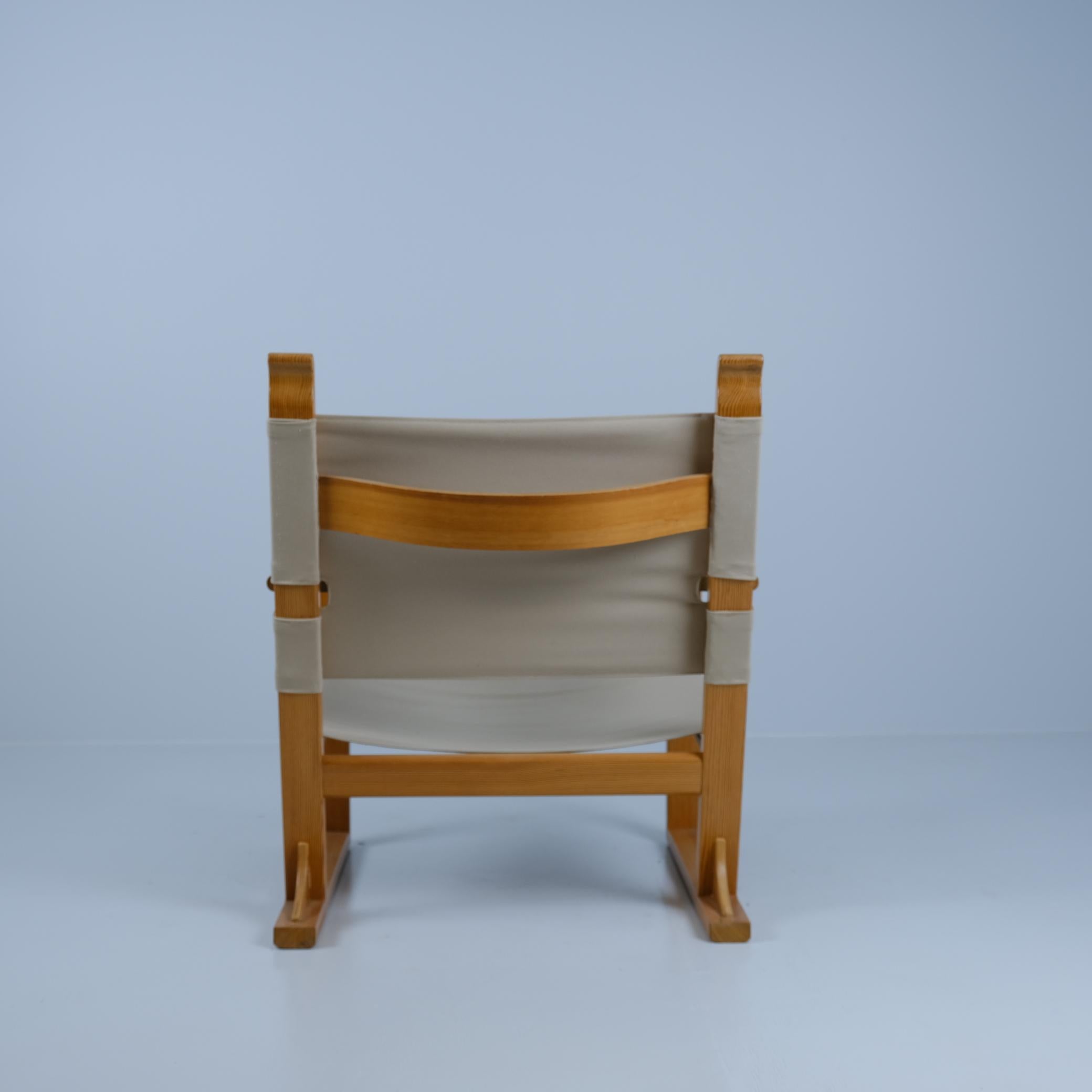 Milieu du XXe siècle Fauteuil Olof Ottelin Nordika Series en pin et lin, Stockmann années 1960 en vente