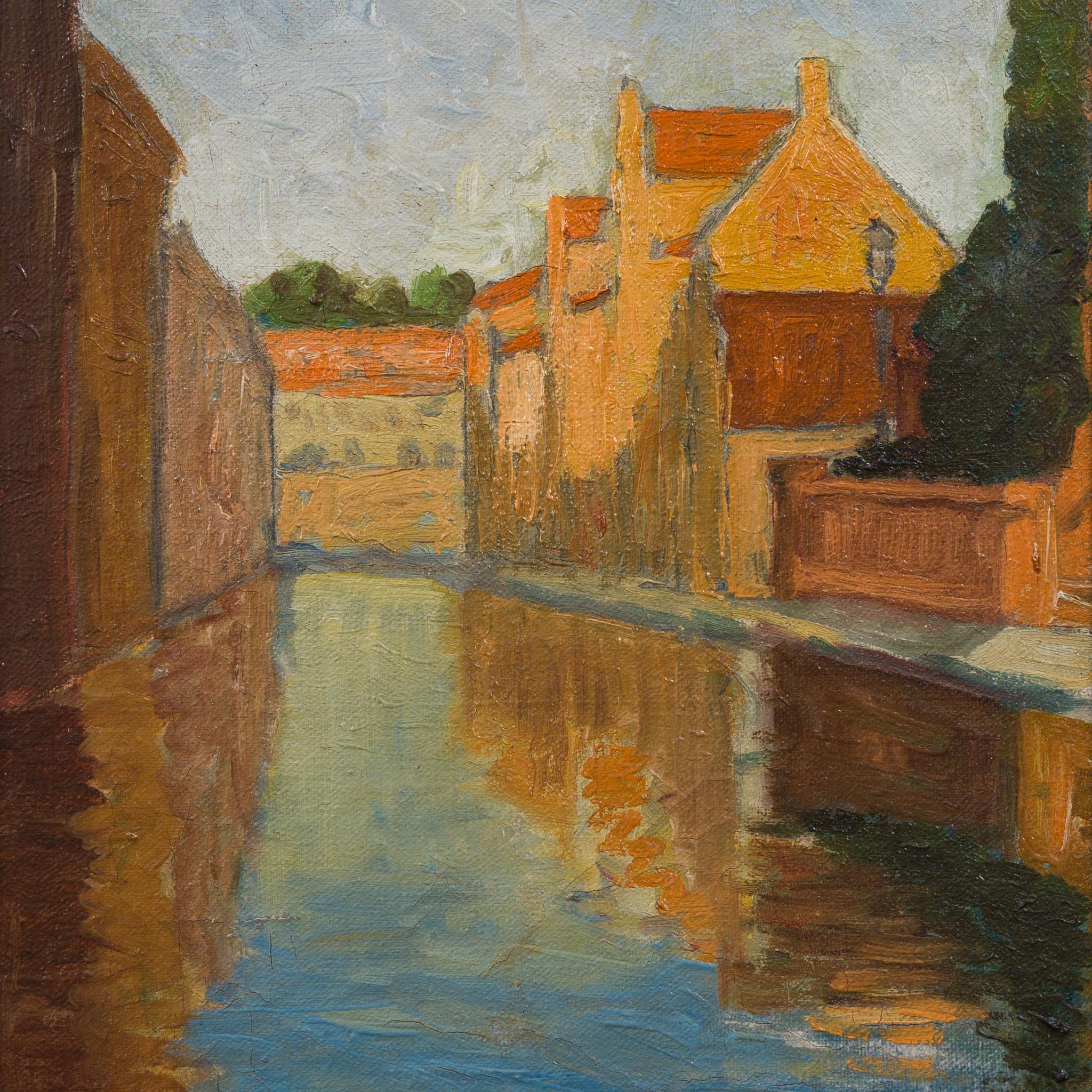 Brügge (Bruges), 1894 von dem symbolistischen Maler Olof Sager-Nelson.  im Angebot 2
