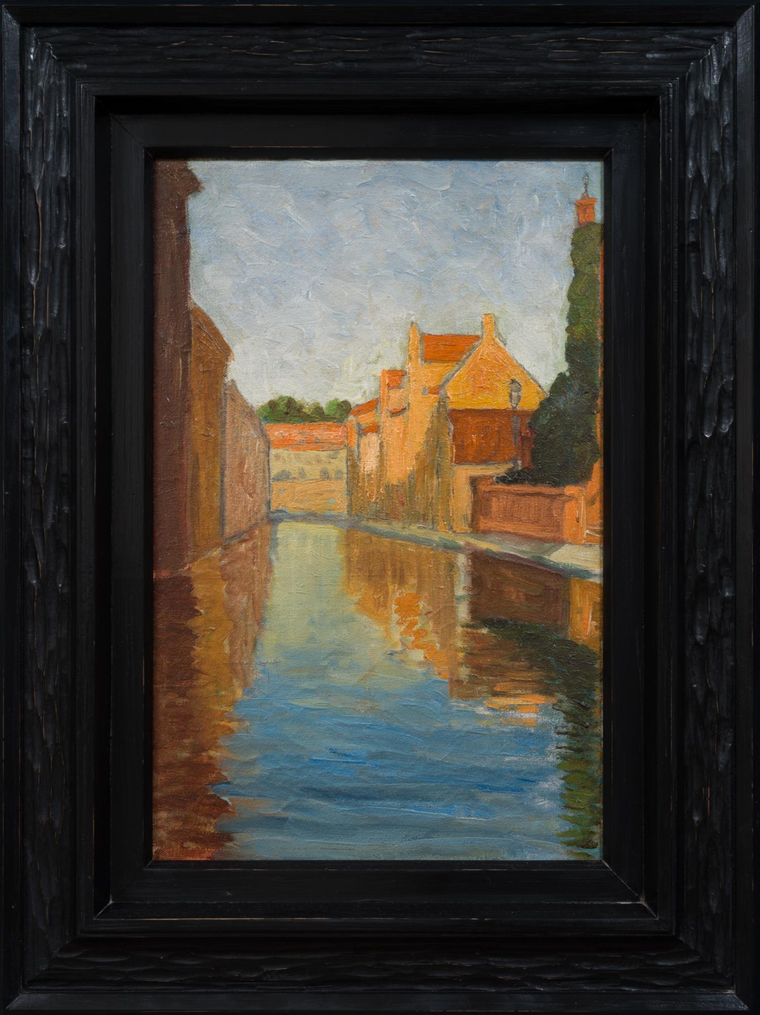 Olof Sager-Nelson  Figurative Painting – Brügge (Bruges), 1894 von dem symbolistischen Maler Olof Sager-Nelson. 