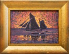 A Sailboat by Swedish Artist Olof Thunman, Oil Painting, c. 1920s