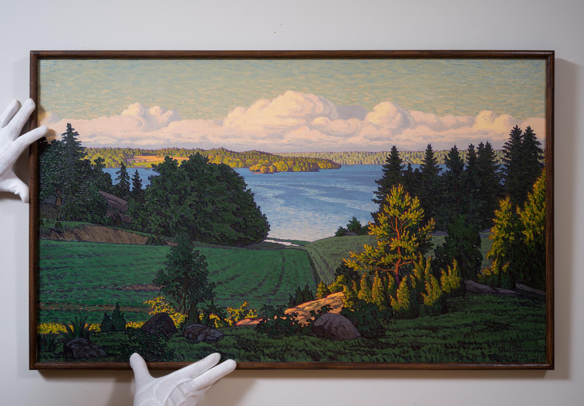 Olof Thunman - Evening Mood, View Over Graneberg, Oil on Canvas, Signed ...