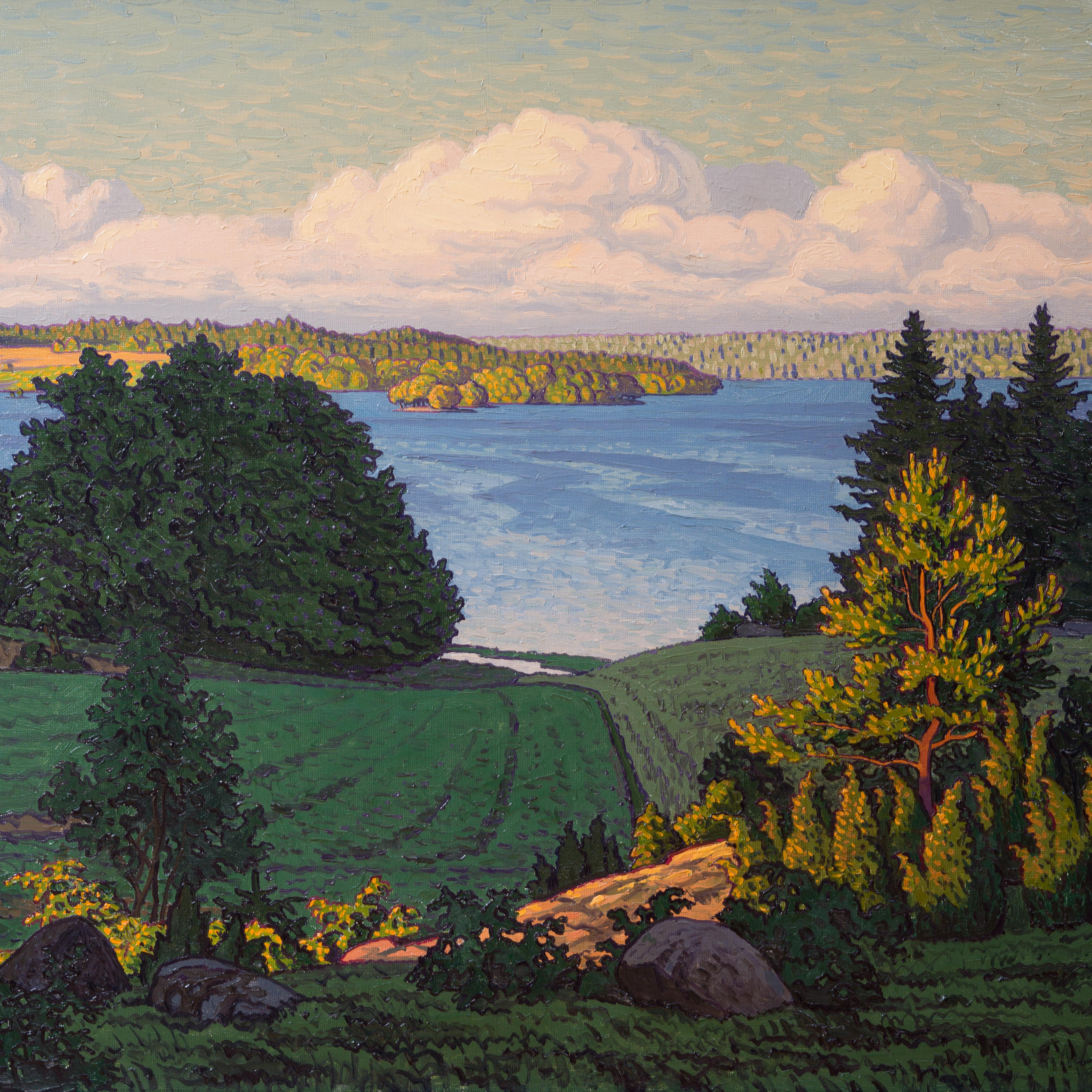 Olof Thunman - Evening Mood, View Over Graneberg, Oil on Canvas, Signed ...