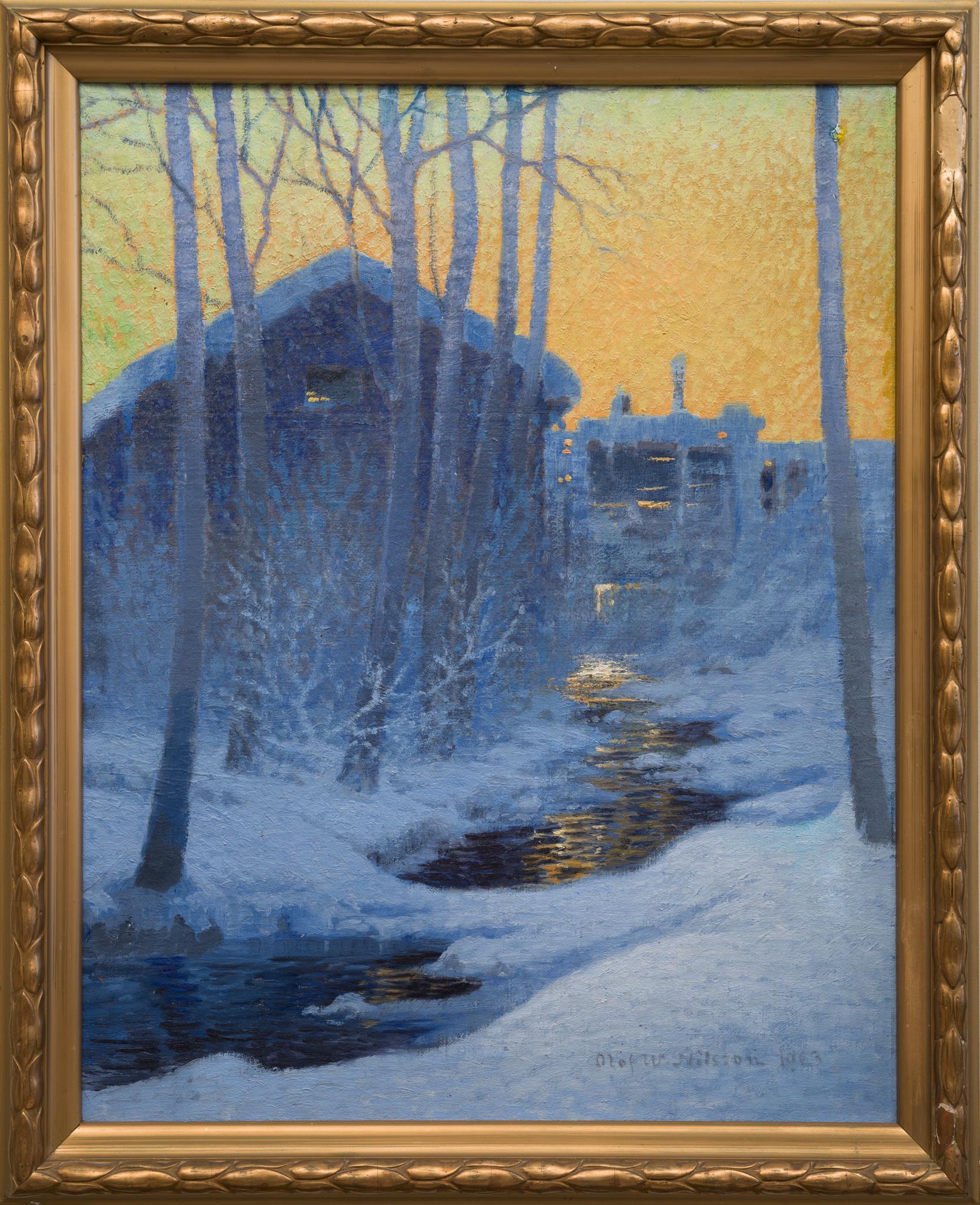 Winter Evening at the Mill by Swedish Artist Olof Walfrid Nilsson 1