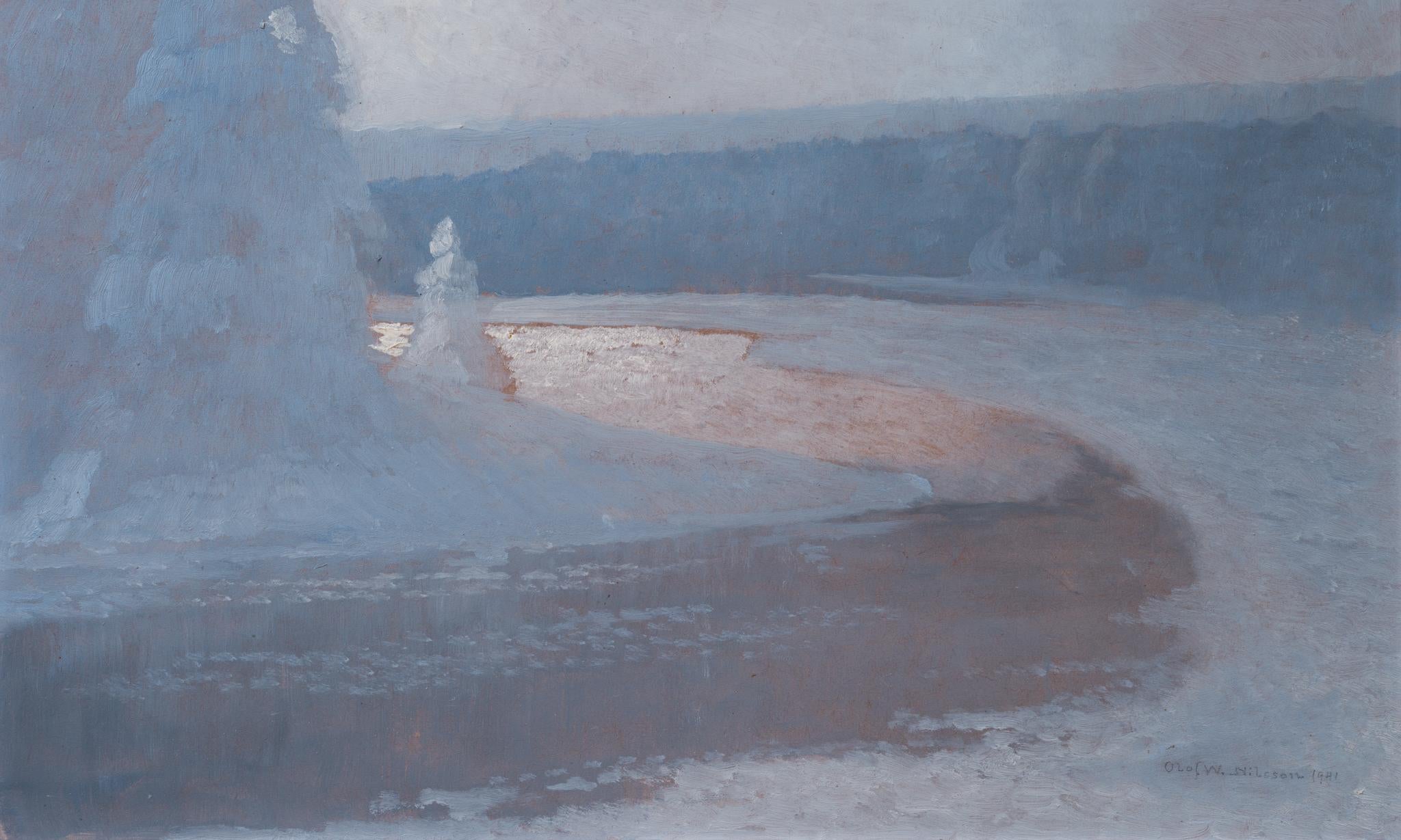 Winterlicht auf einem gefrorenen See (Romantik), Painting, von Olof Walfrid Nilsson