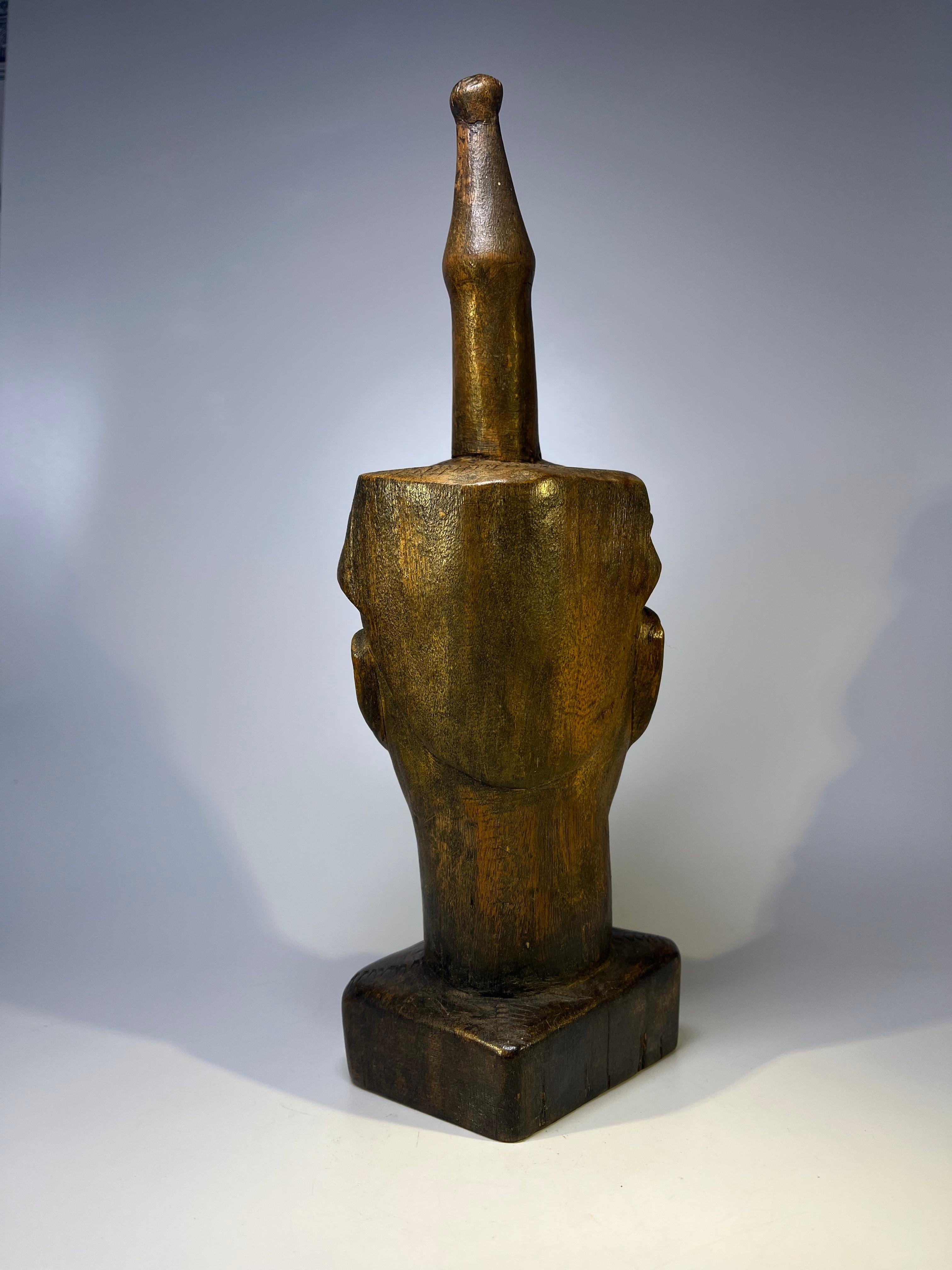 Folk Art Olokun Head, Kingdom of Ife, Western Nigeria Hand Carved Hardwood For Sale