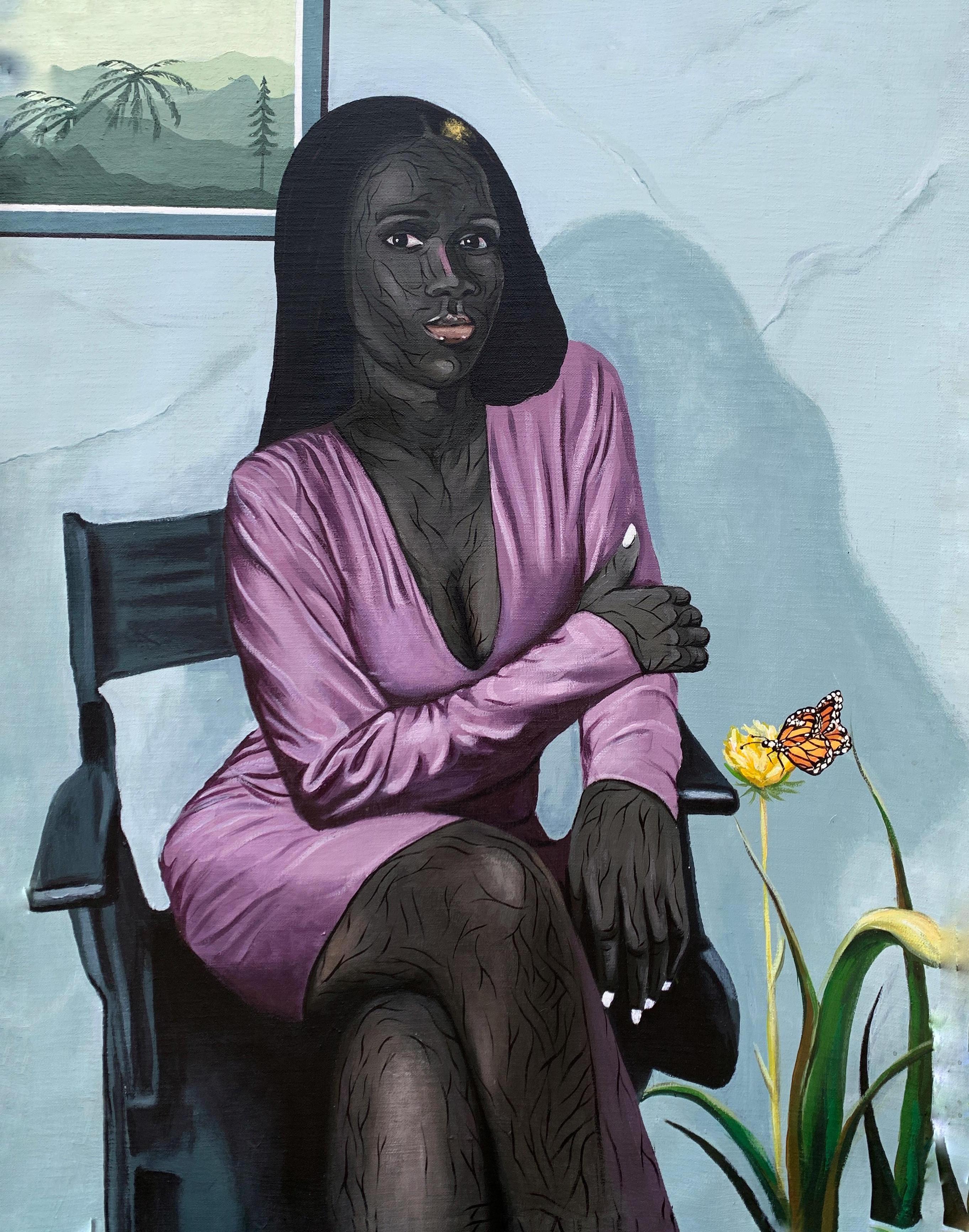 Oloruntobi Aina Figurative Painting - Lady Coal