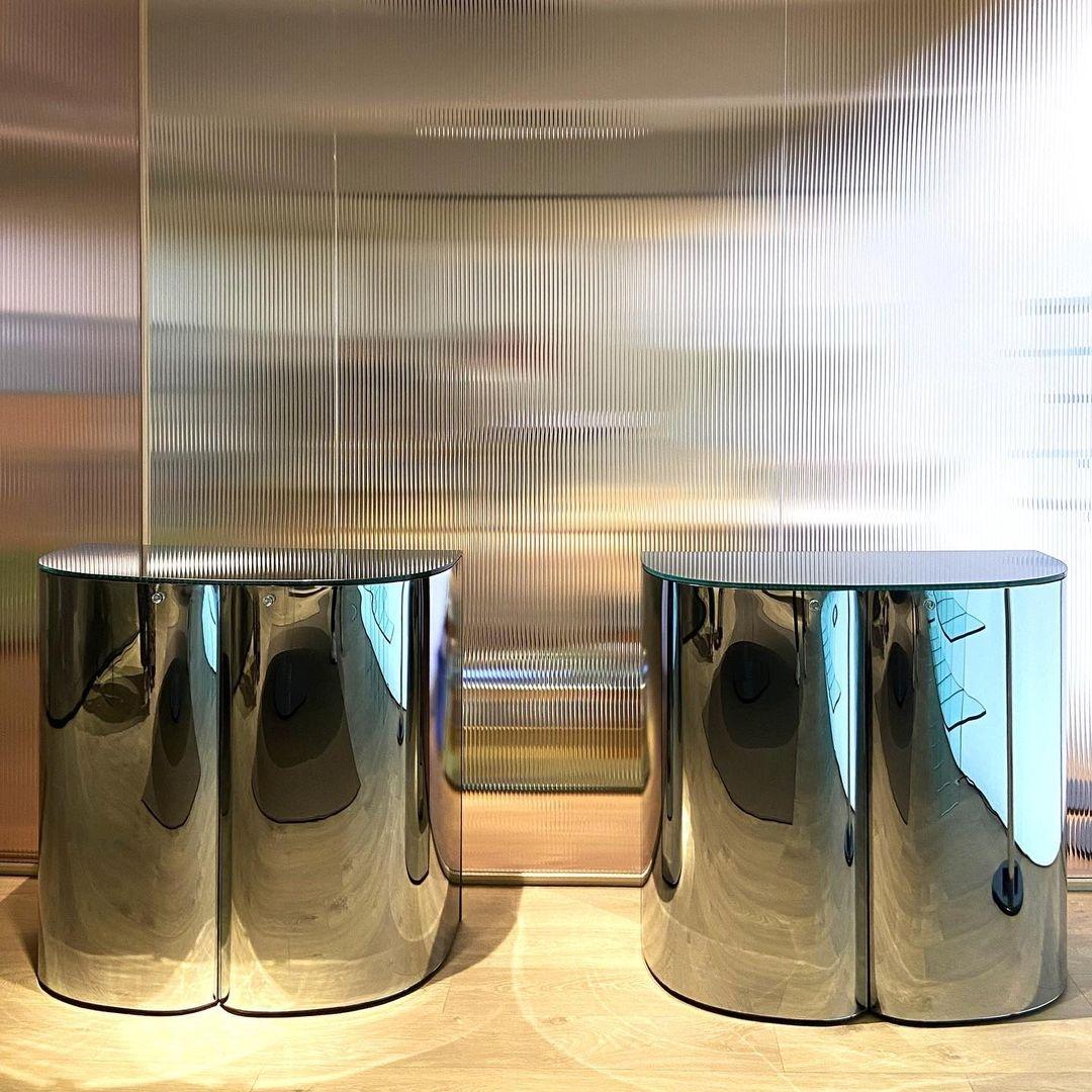 Italian OLTRALPE Mirrored Bar Cabinet, by Inga Sempé for Glas Italia IN STOCK For Sale
