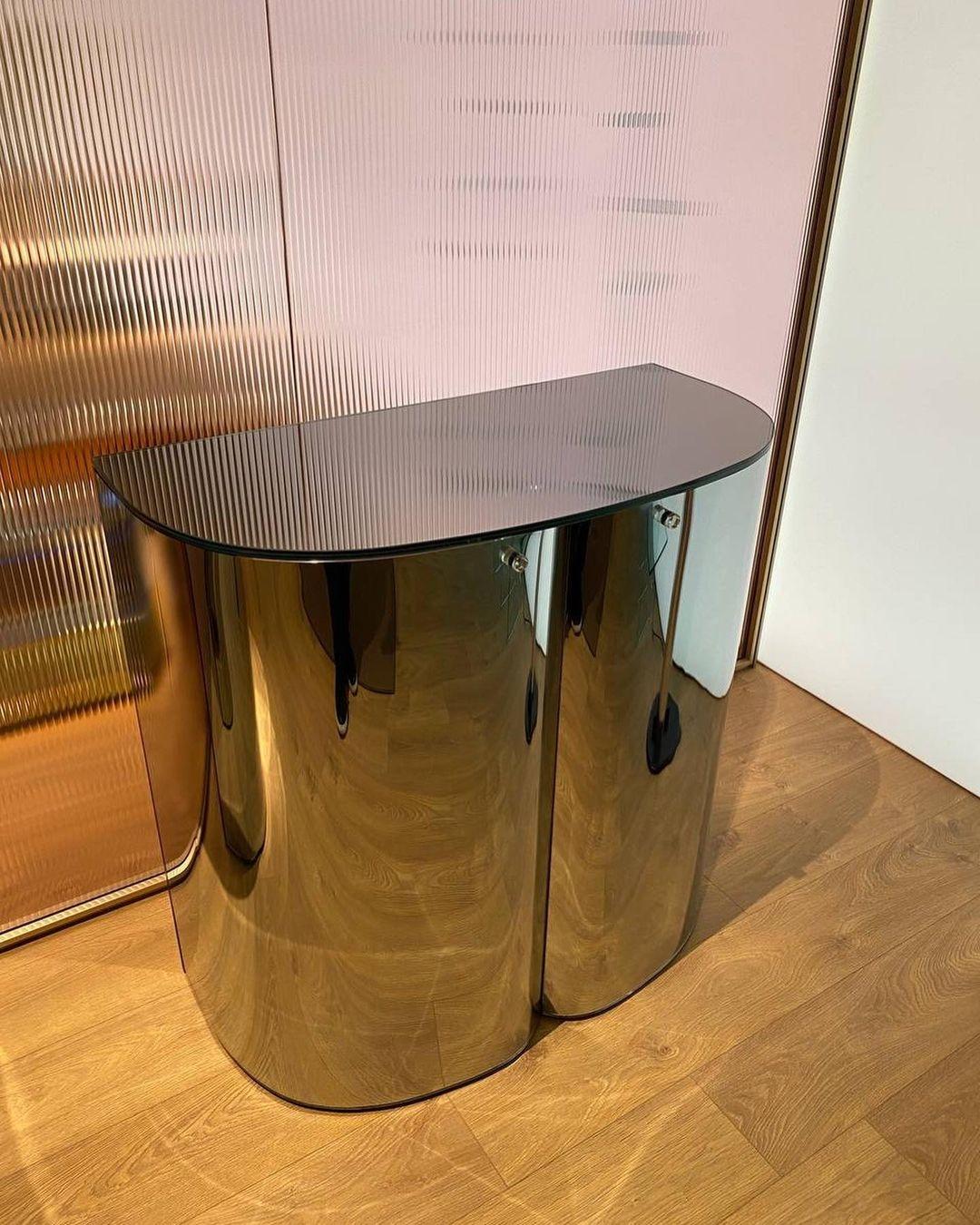 Laminated OLTRALPE Mirrored Bar Cabinet, by Inga Sempé for Glas Italia IN STOCK For Sale
