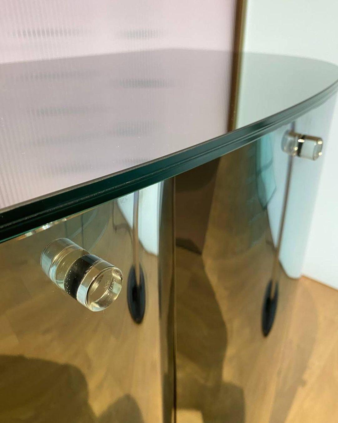 OLTRALPE Mirrored Bar Cabinet, by Inga Sempé for Glas Italia IN STOCK In New Condition For Sale In Macherio, IT